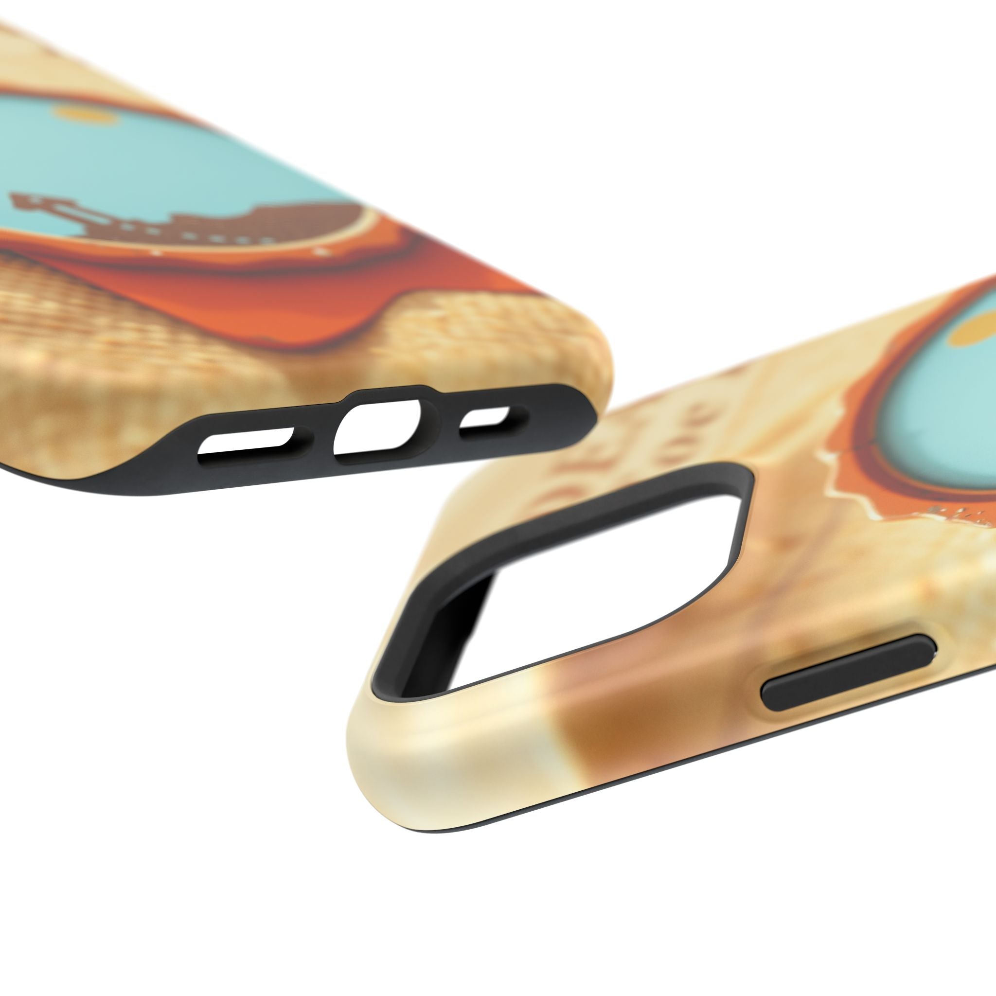 iPhone Burnt Orange And Sand Retro Travel Badge Soft Finish Everyday Case · iPho