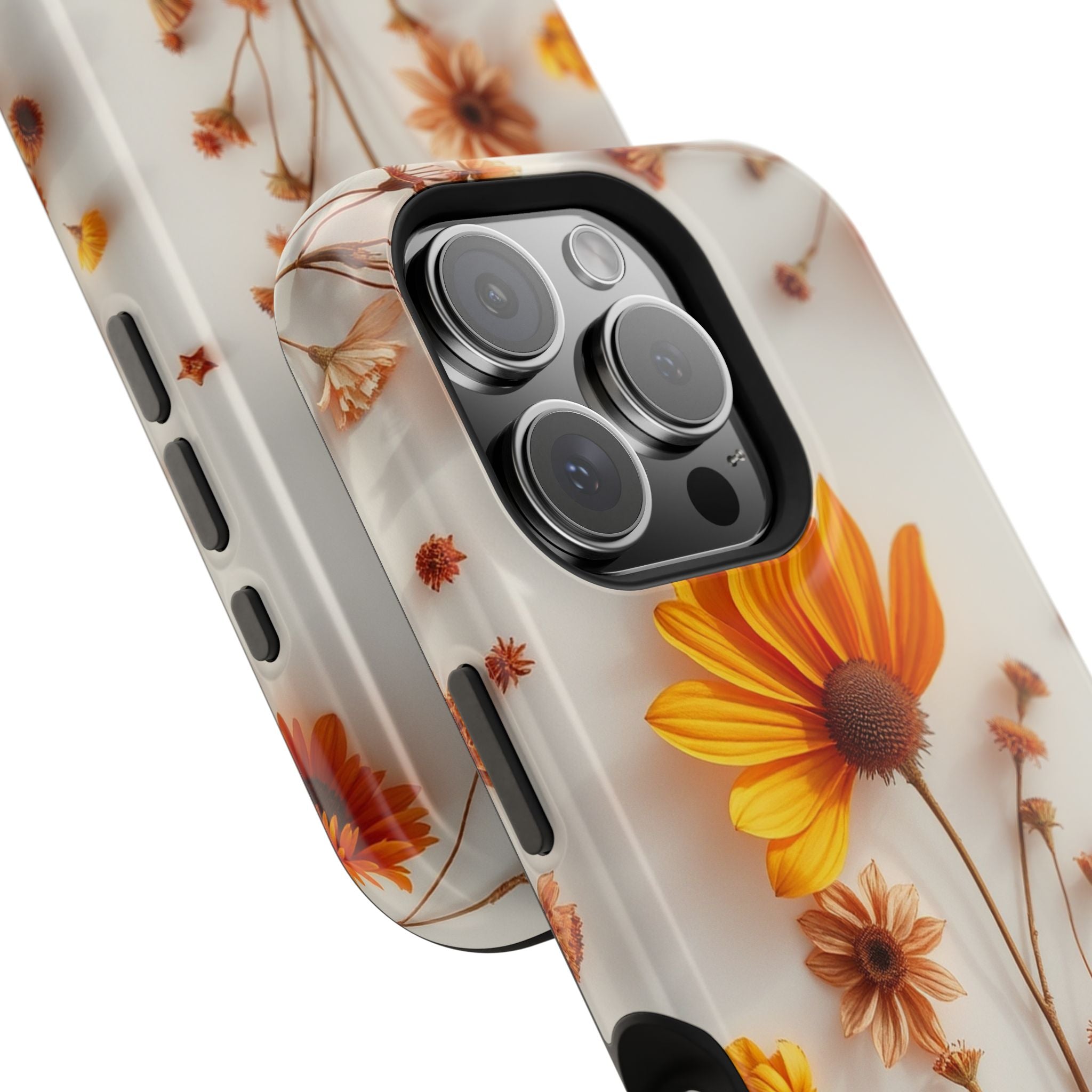 iPhone Mustard And Rust Dried Flower Flat Lay Carry Case Slim Snap Case · iPhone