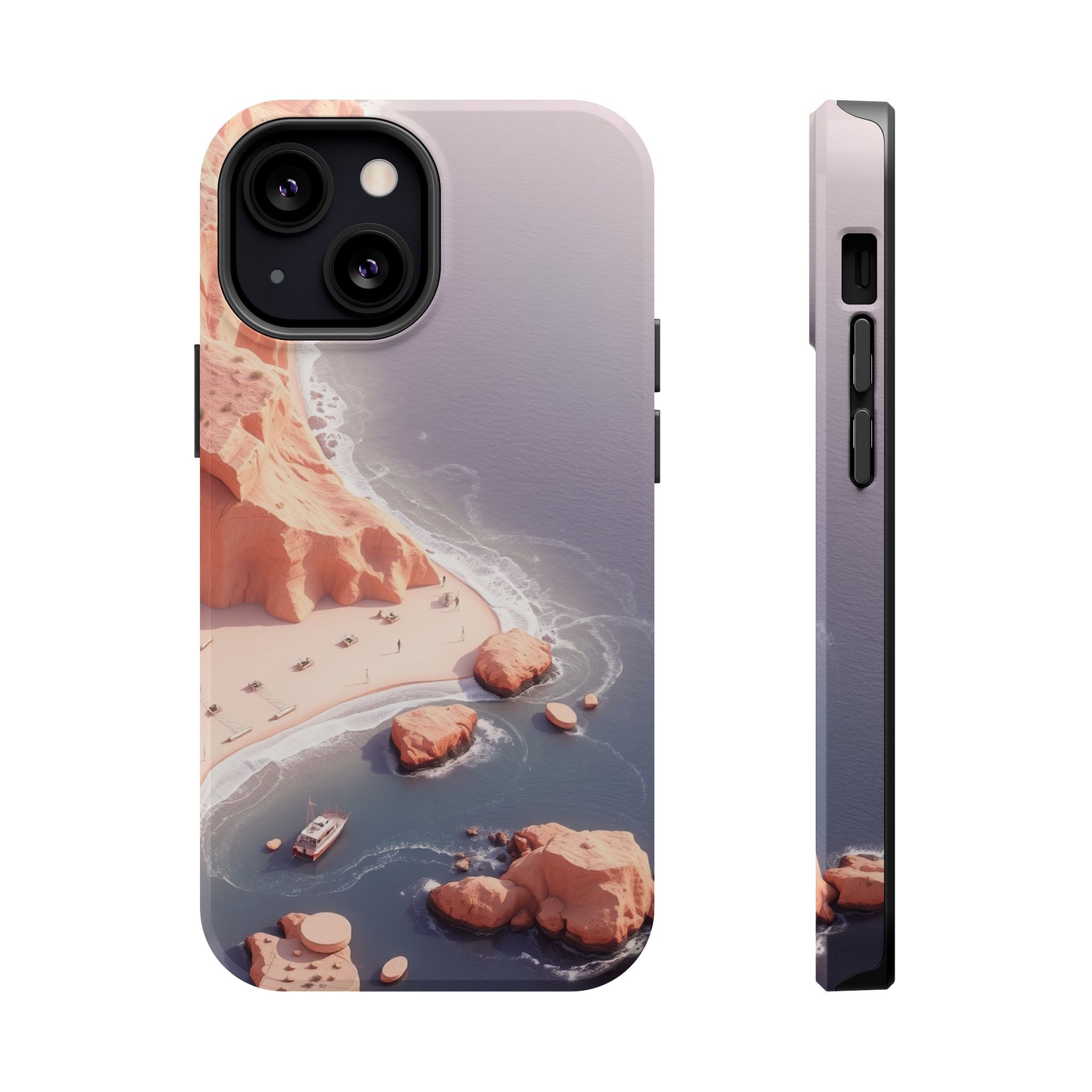 iPhone Rose Pink And Cream Shoreline Aerial Soft iPhone 17 Finish · iPhone Case