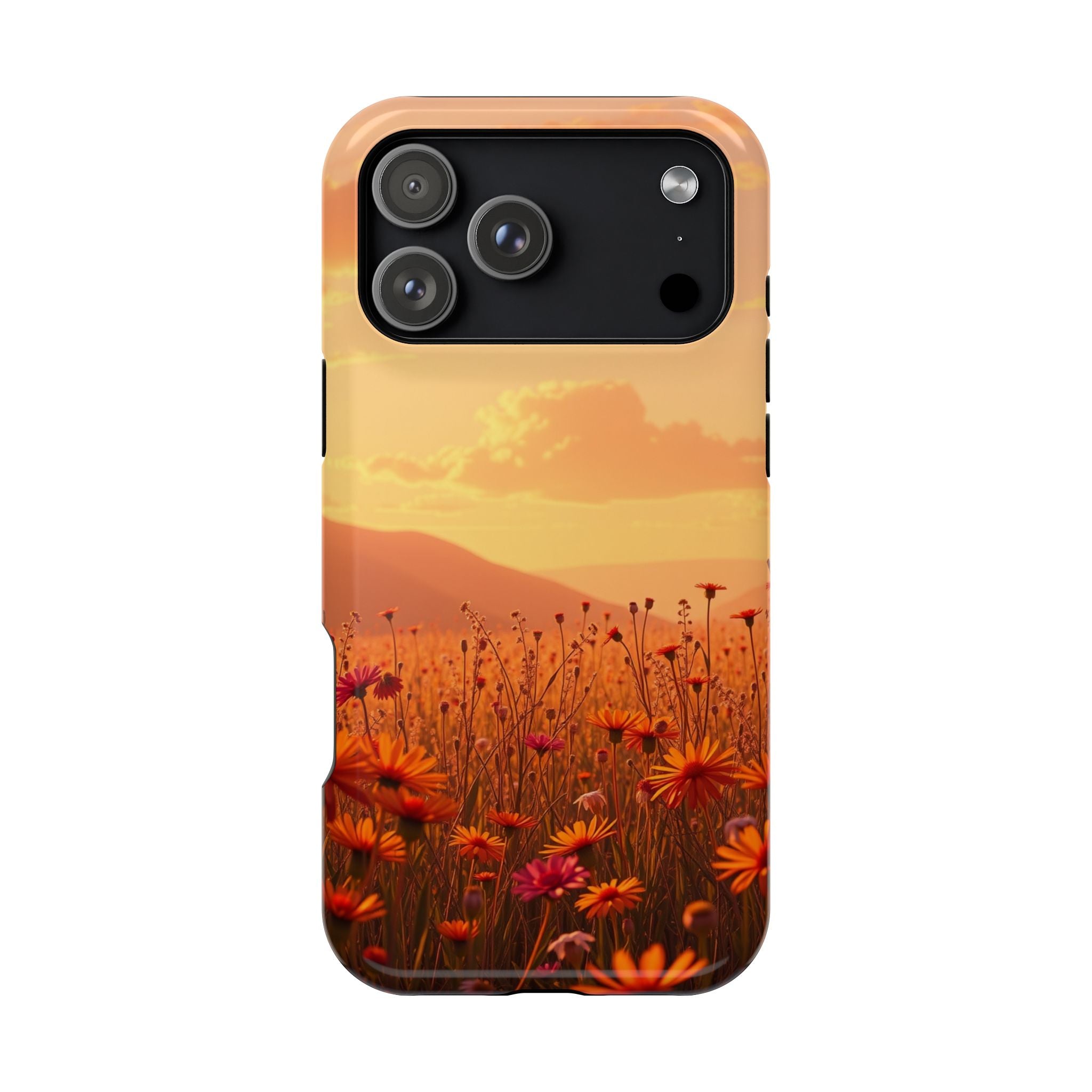 iPhone Sunset Amber And Peach Wildflower Field Soft iPhone Finish · iPhone Case