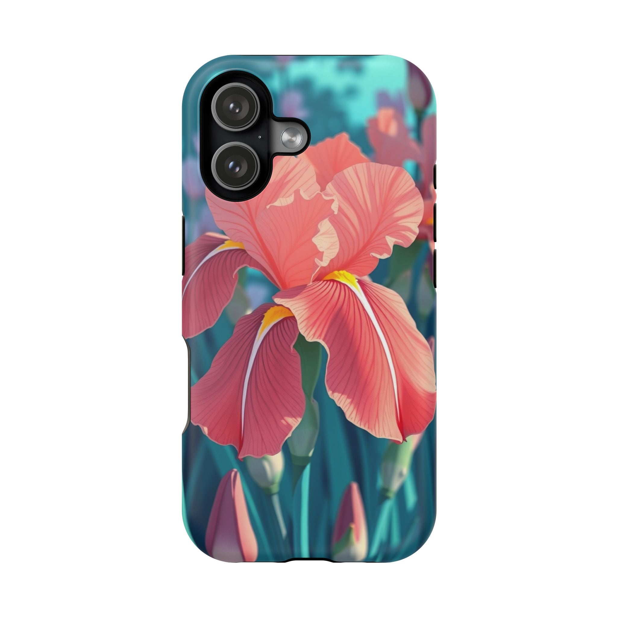 iPhone Teal And Coral Iris Garden Bold Modern Everyday Snap Case · iPhone Case