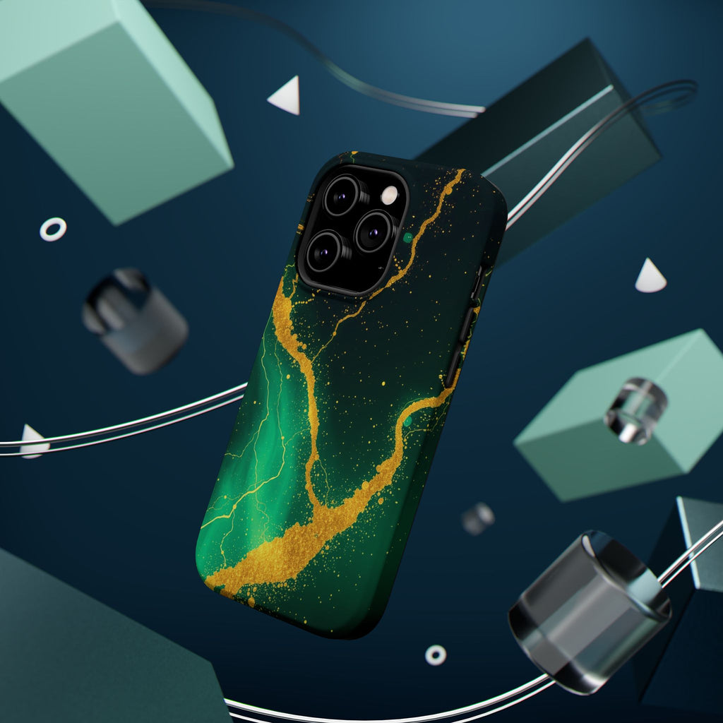 iPhone Emerald Green And Gold Petal Storm Slim iPhone Everyday Designer · iPhone