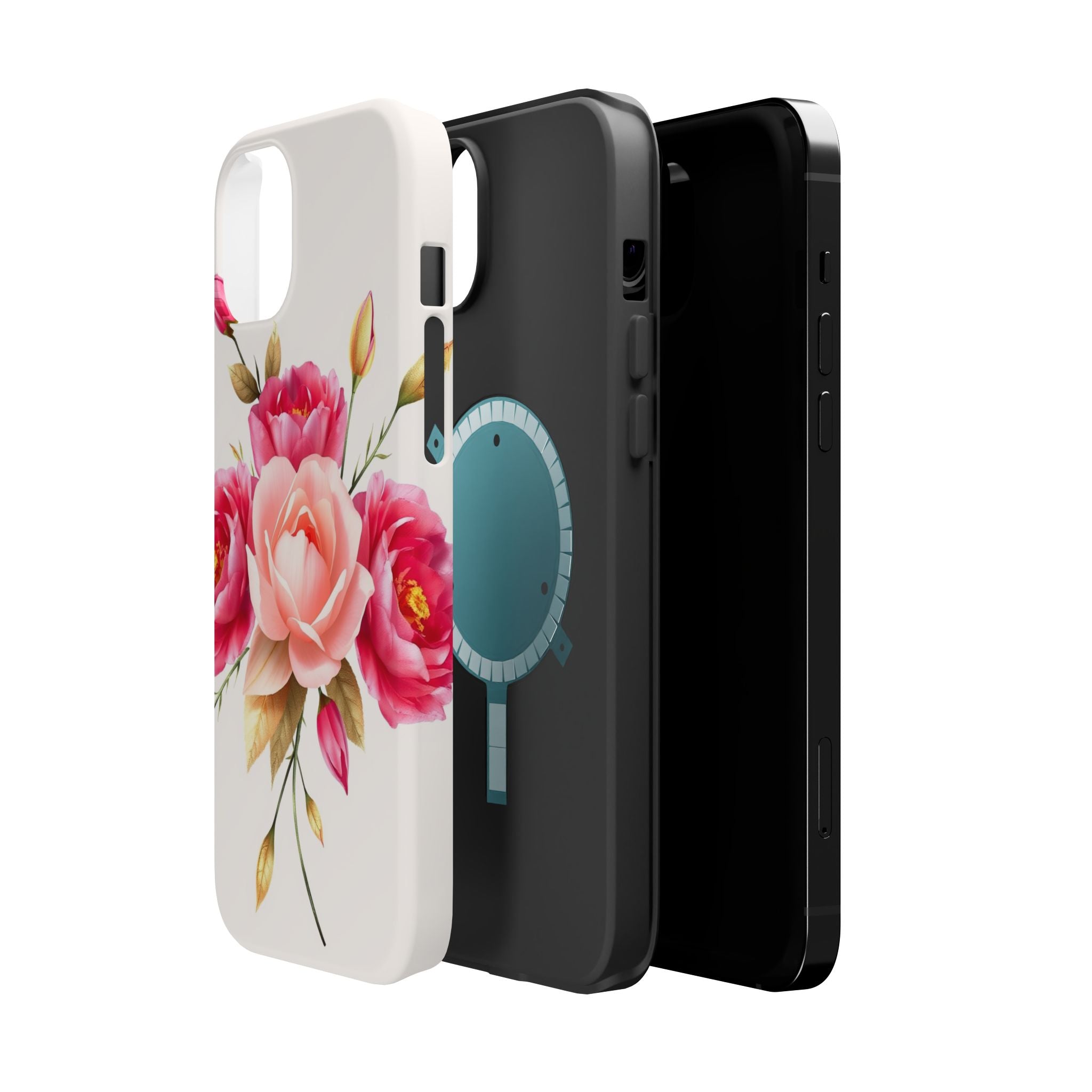 iPhone Rose Pink And Cream Neon Floral Slim Everyday Designer Case · iPhone Case