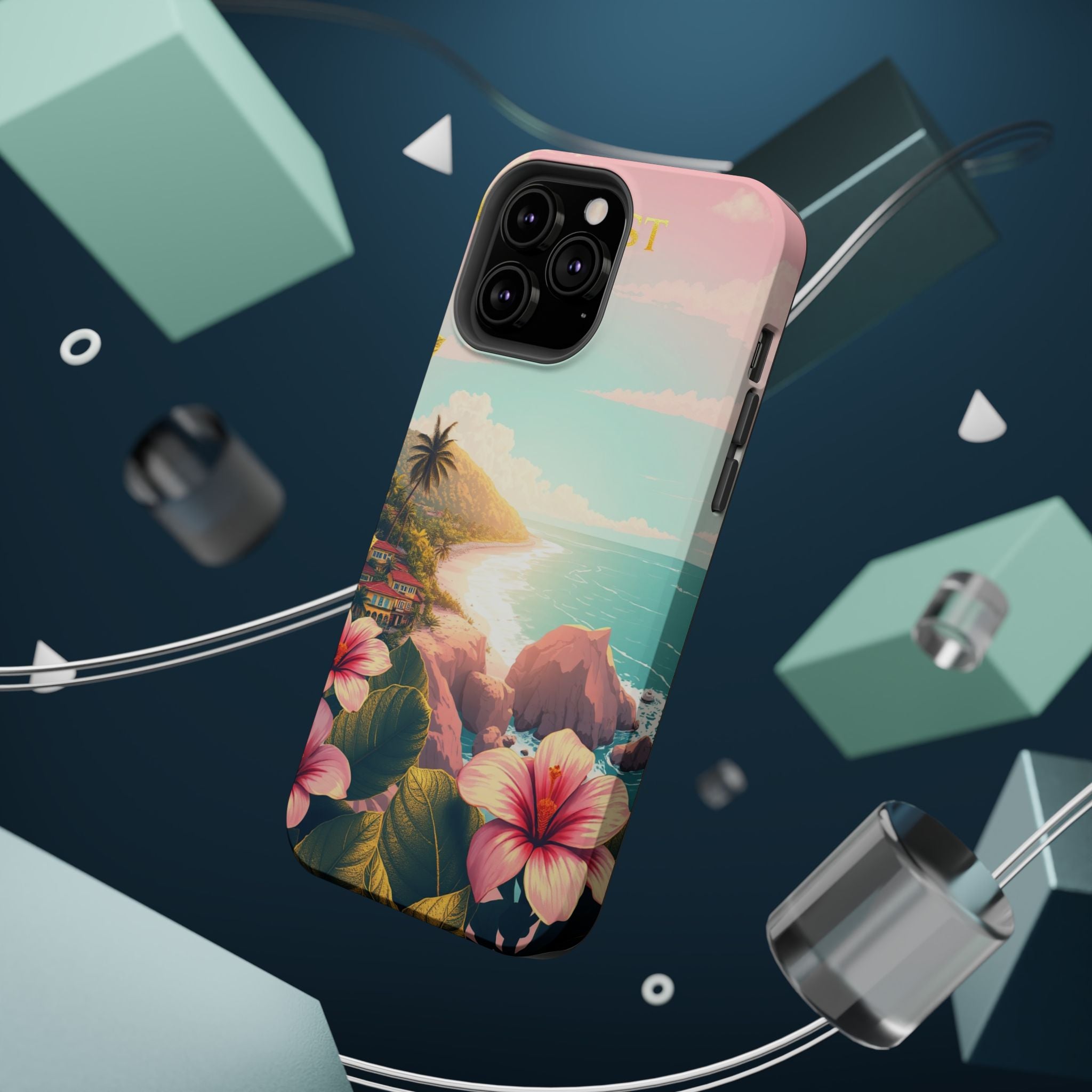 iPhone Mint And Blush Hibiscus Coast Slim Everyday iPhone 14 Designer · iPhone C