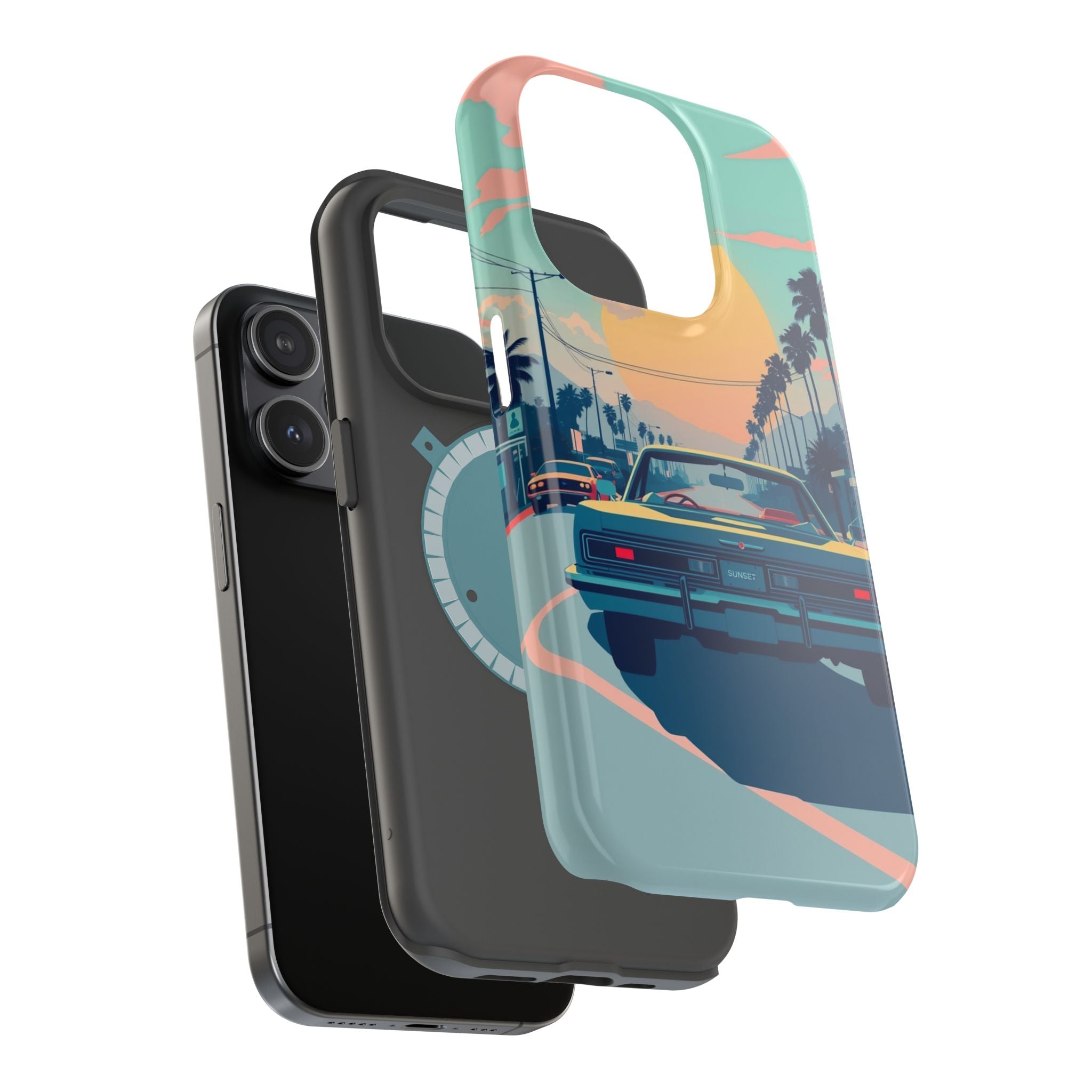 iPhone Sunset Drive 80s Pop Art Bold Slim Everyday Designer Case · iPhone Case