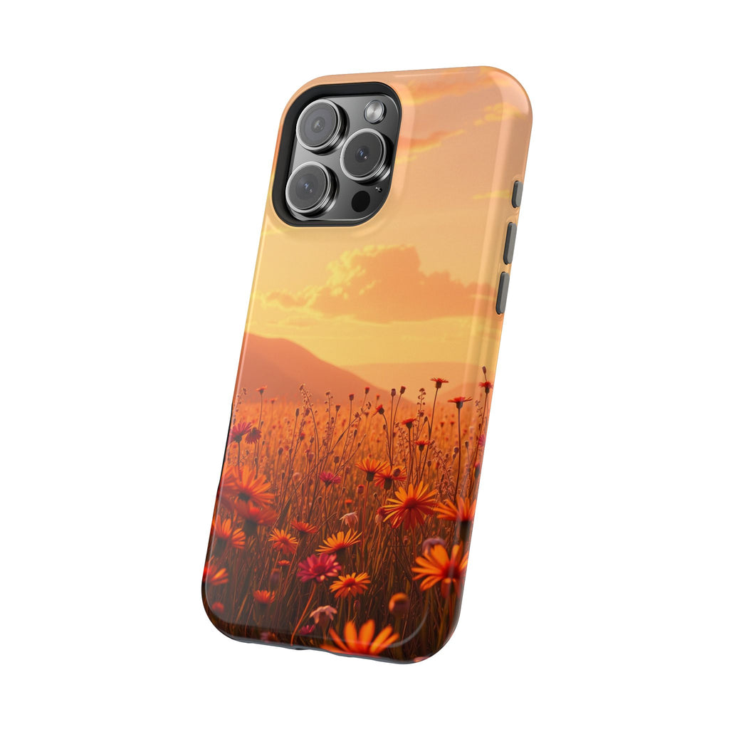 iPhone Sunset Amber And Peach Wildflower Field Soft iPhone Finish · iPhone Case