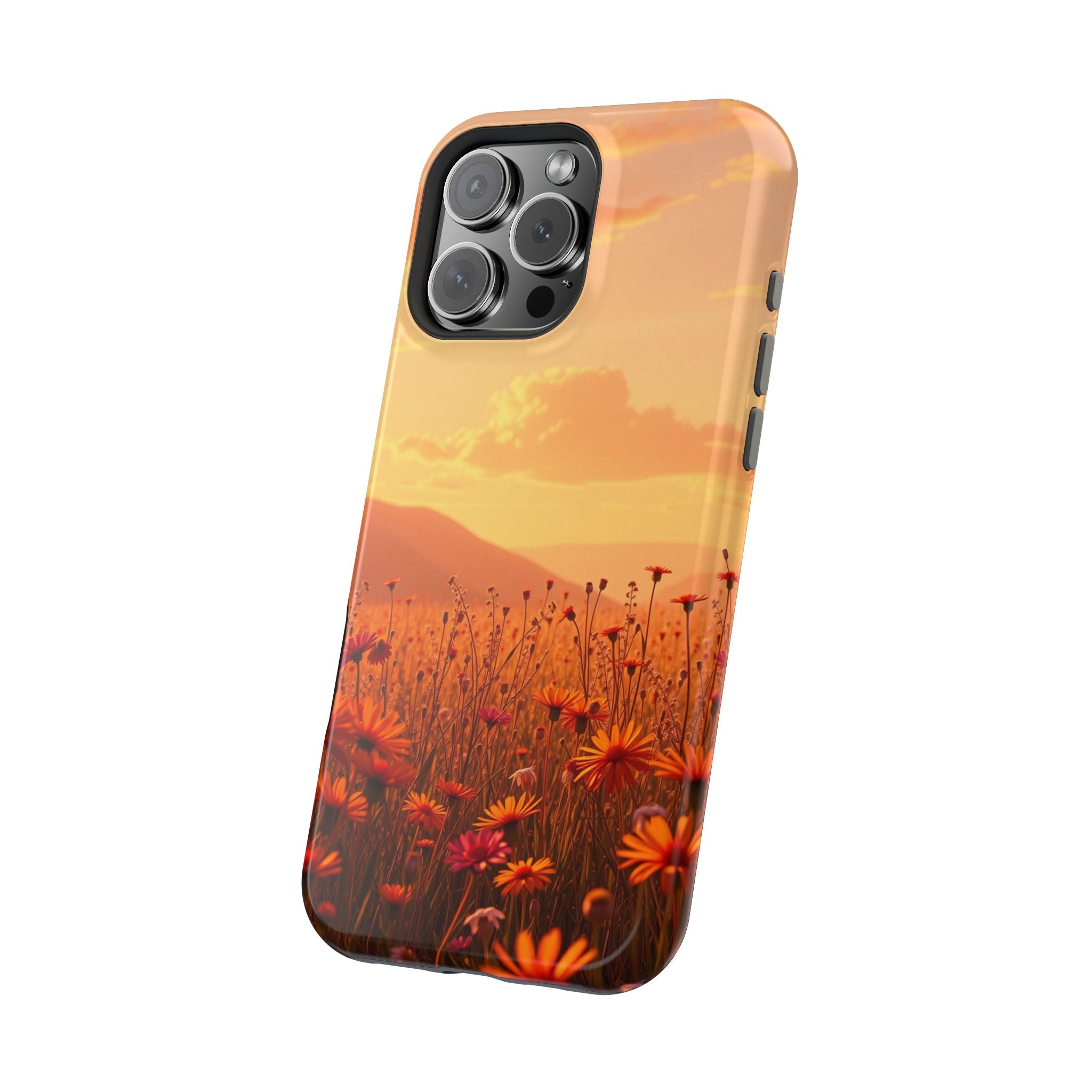 iPhone Sunset Amber And Peach Wildflower Field Soft iPhone Finish · iPhone Case