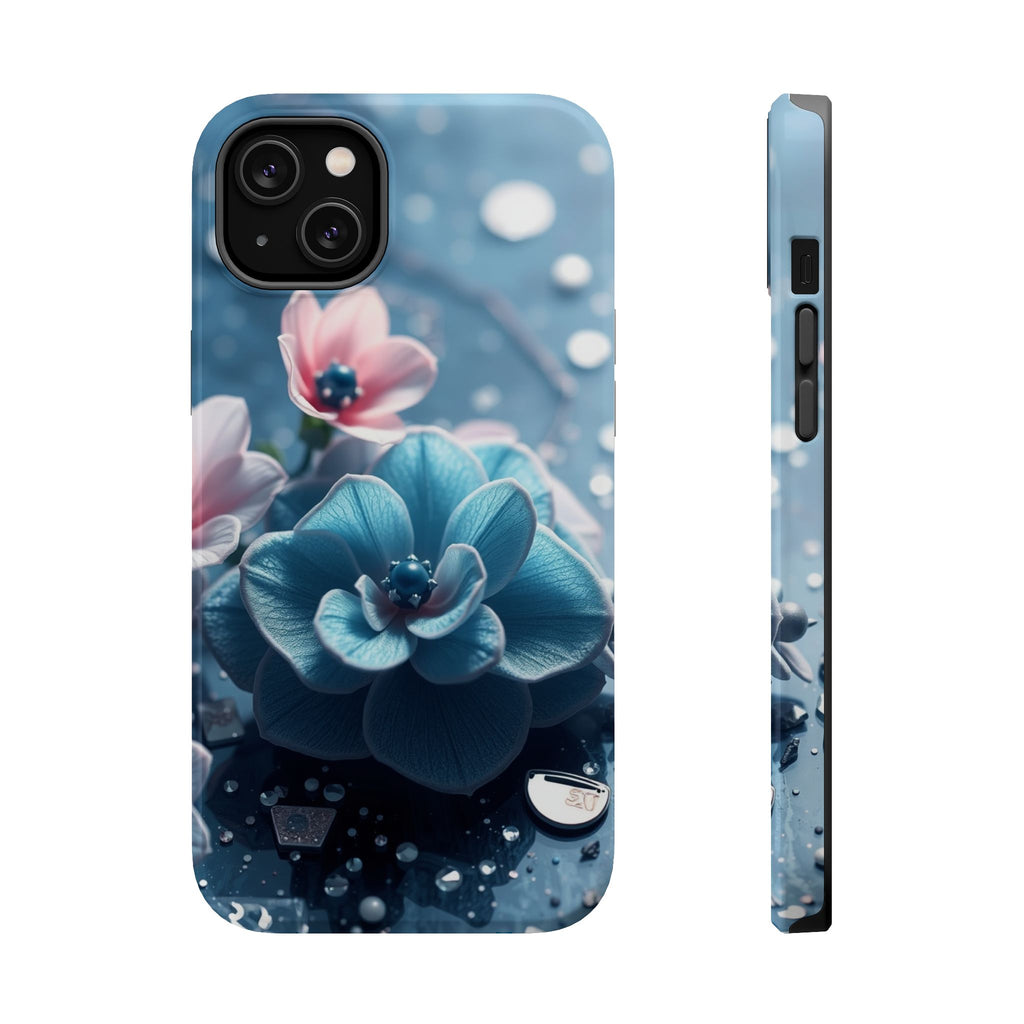 iPhone Midnight Blue And Silver Floral Terrazzo Soft iPhone Finish · iPhone Case