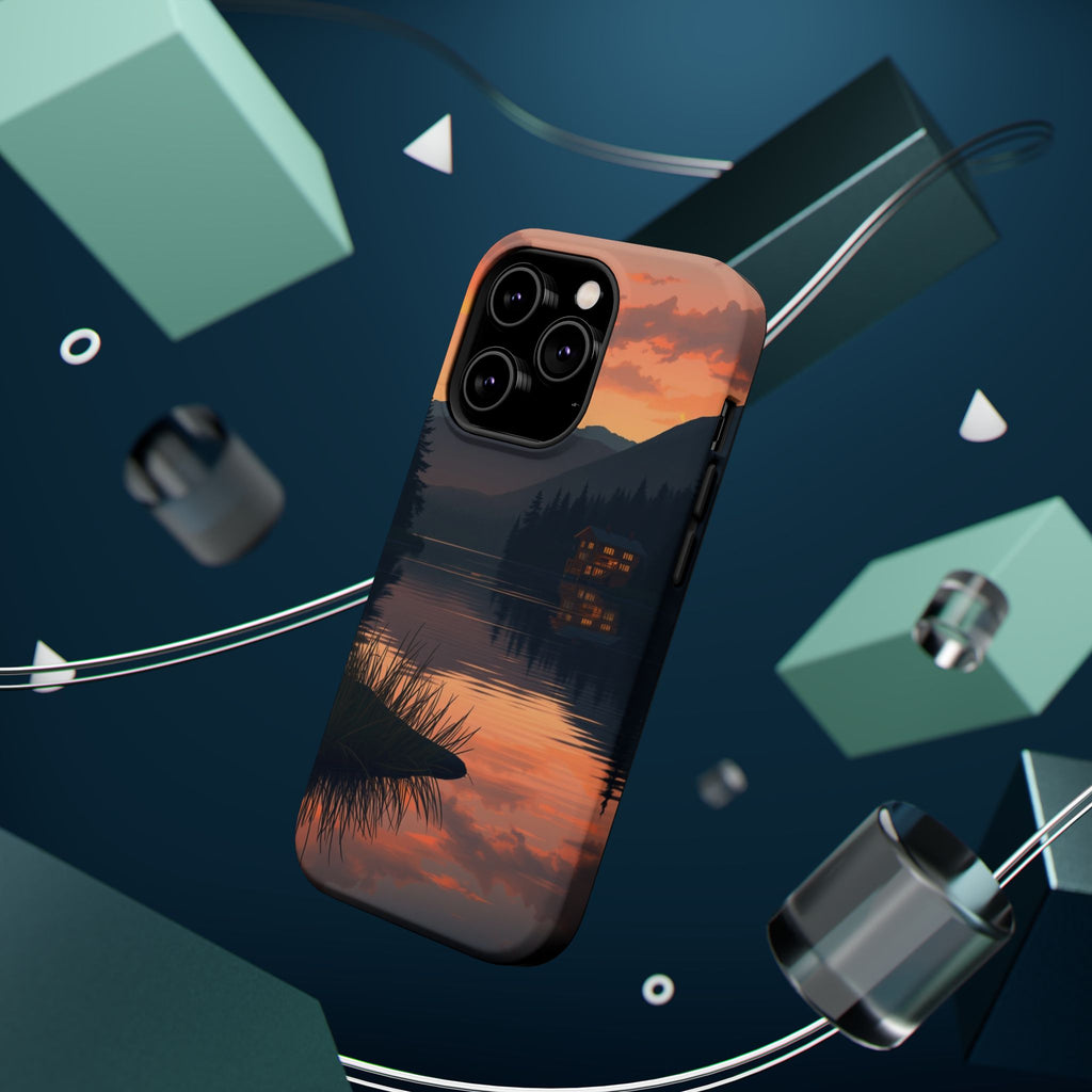 iPhone Sunset Amber And Peach Lake at Twilight Soft iPhone Finish · iPhone Case