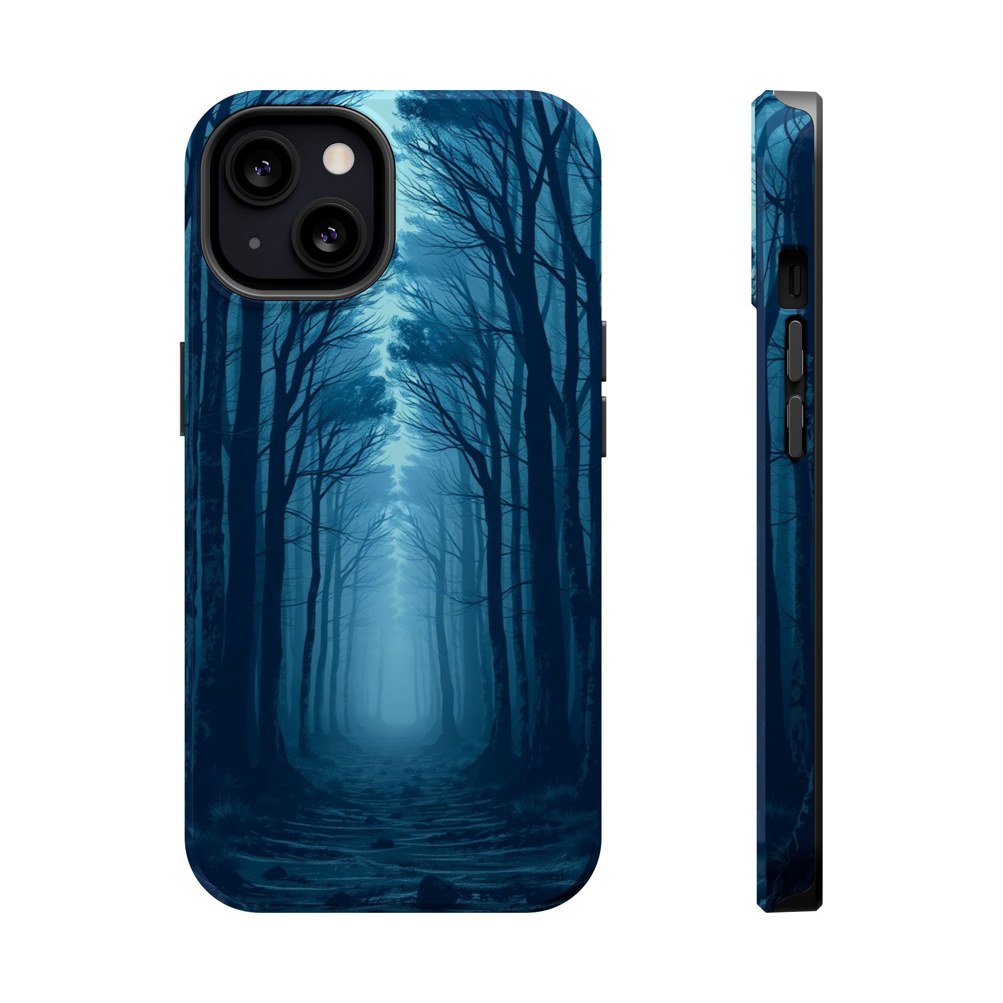 iPhone Midnight Blue And Silver Misty Forest Path iPhone Clean Minimal · iPhone