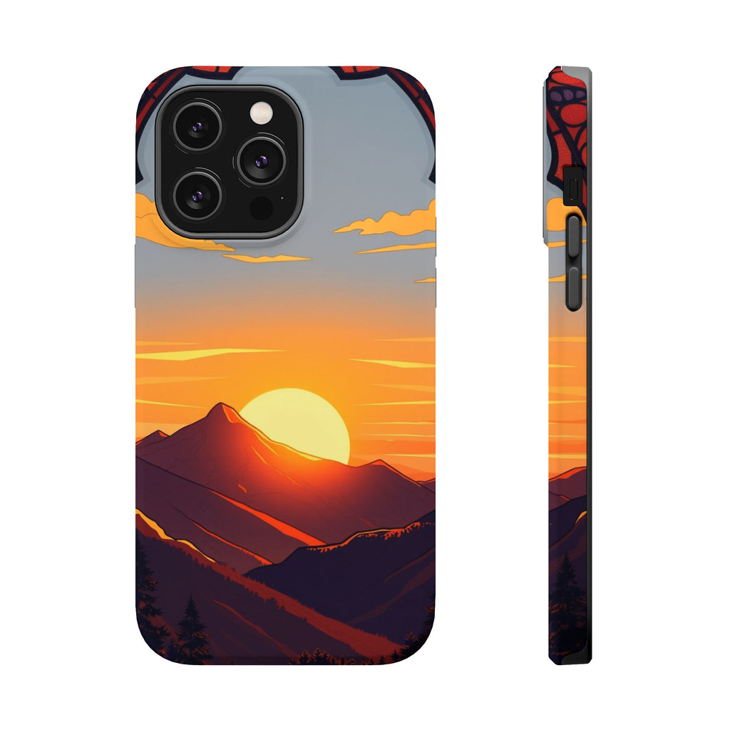 iPhone Sunset Amber And Peach Mountain at Sunrise iPhone Clean Minimal · iPhone