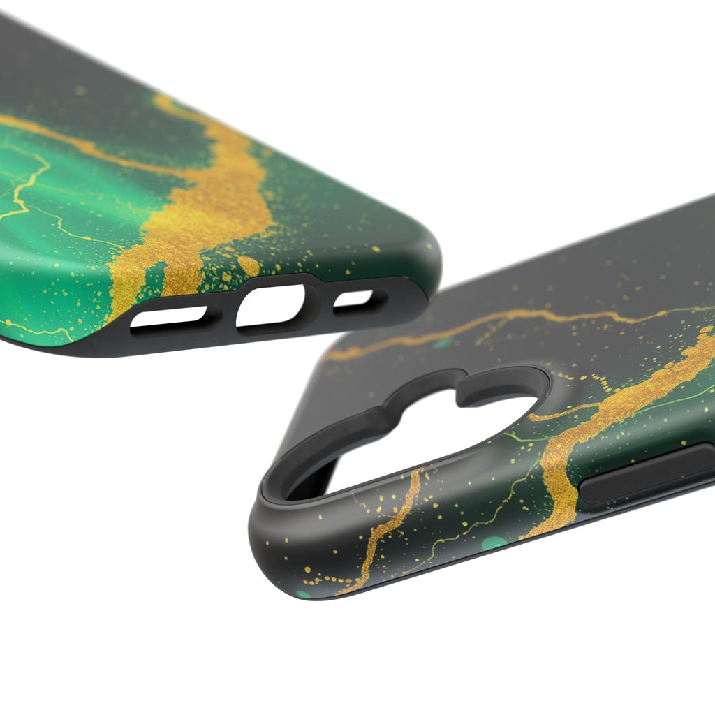 iPhone Emerald Green And Gold Petal Storm Slim iPhone Everyday Designer · iPhone
