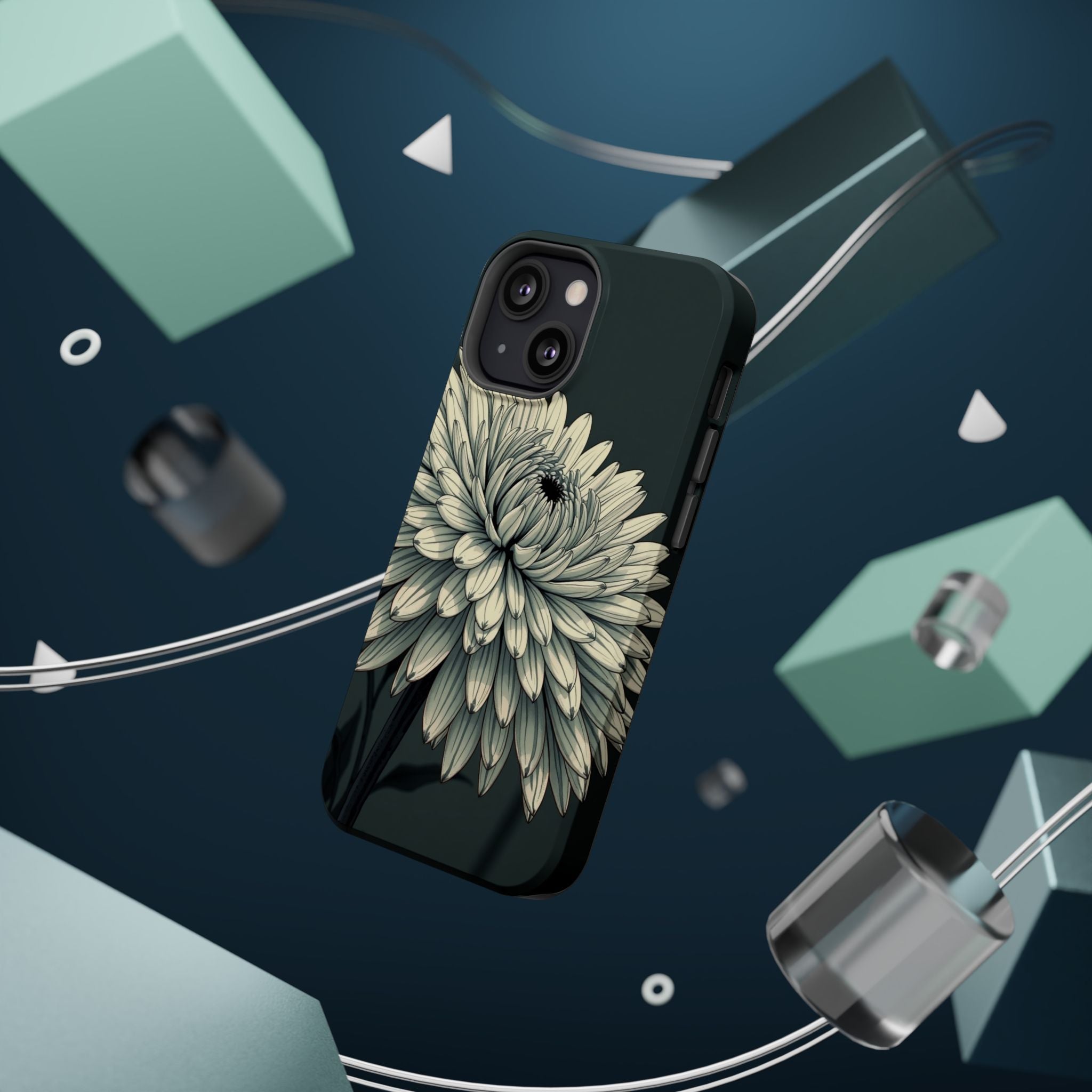 iPhone Chrysanthemum Classic Dark Gothic Ink Carry Case Slim Snap Case · iPhone
