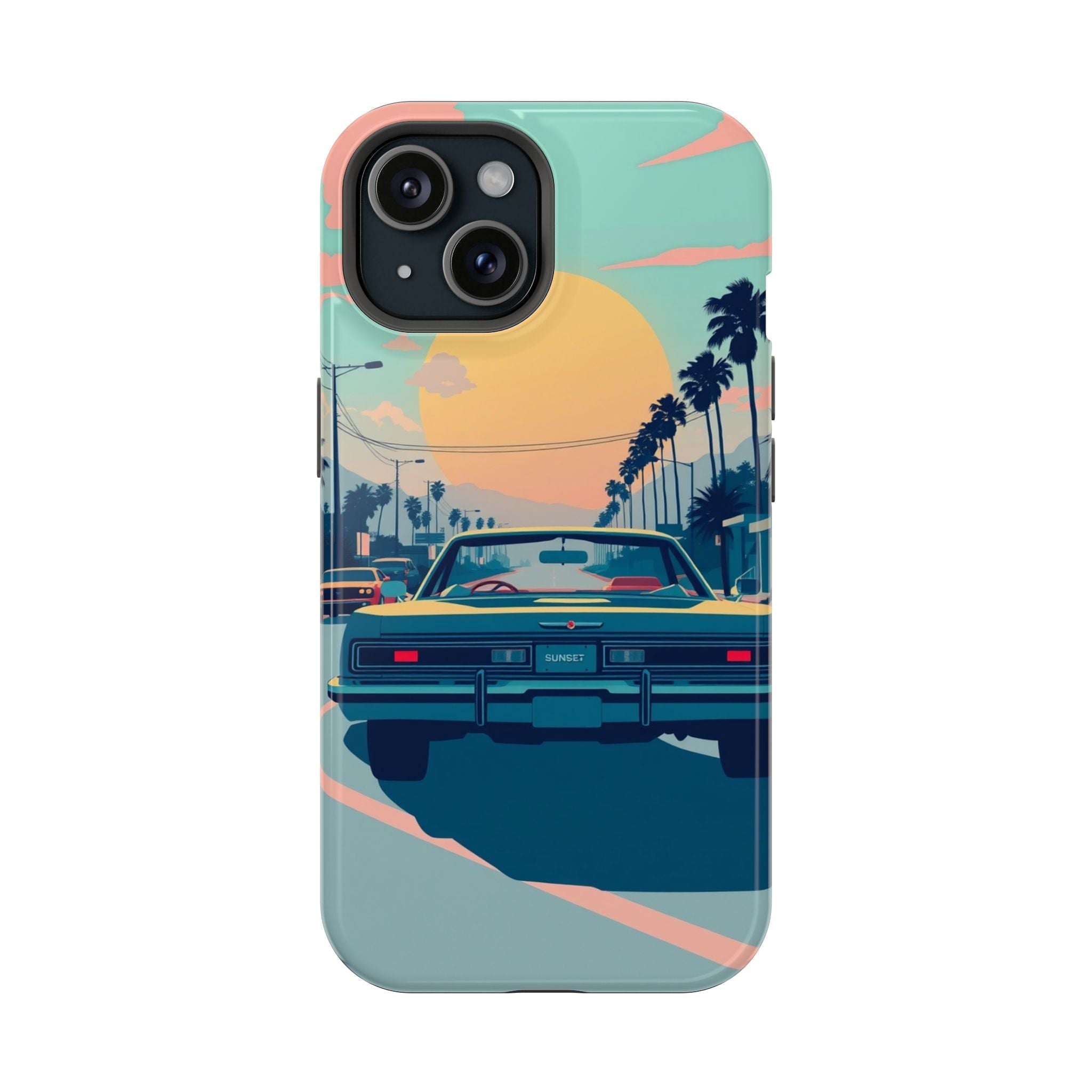 iPhone Sunset Drive 80s Pop Art Bold Slim Everyday Designer Case · iPhone Case