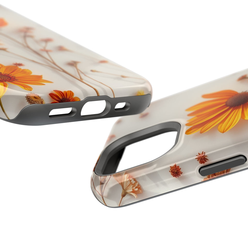 iPhone Mustard And Rust Dried Flower Flat Lay Carry Case Slim Snap Case · iPhone