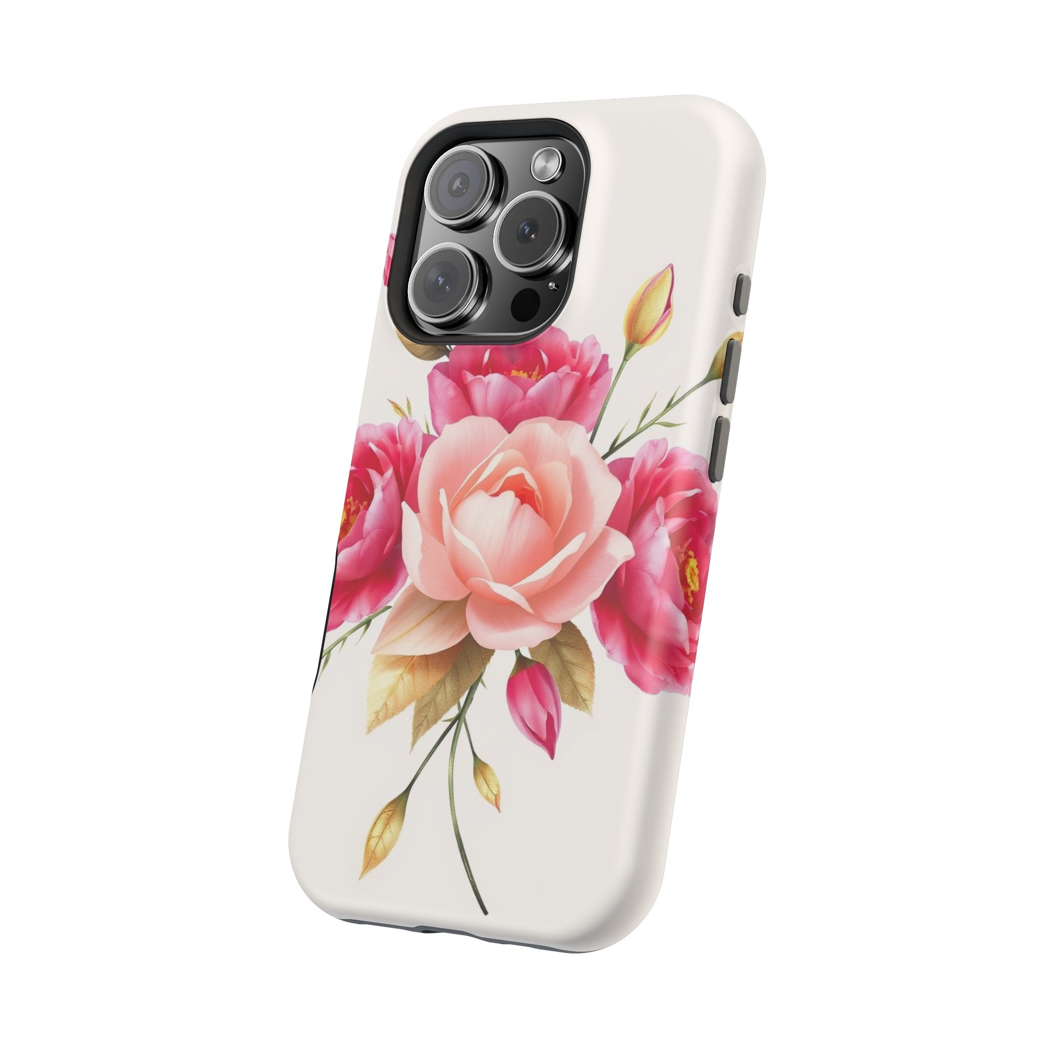 iPhone Rose Pink And Cream Neon Floral Slim Everyday Designer Case · iPhone Case