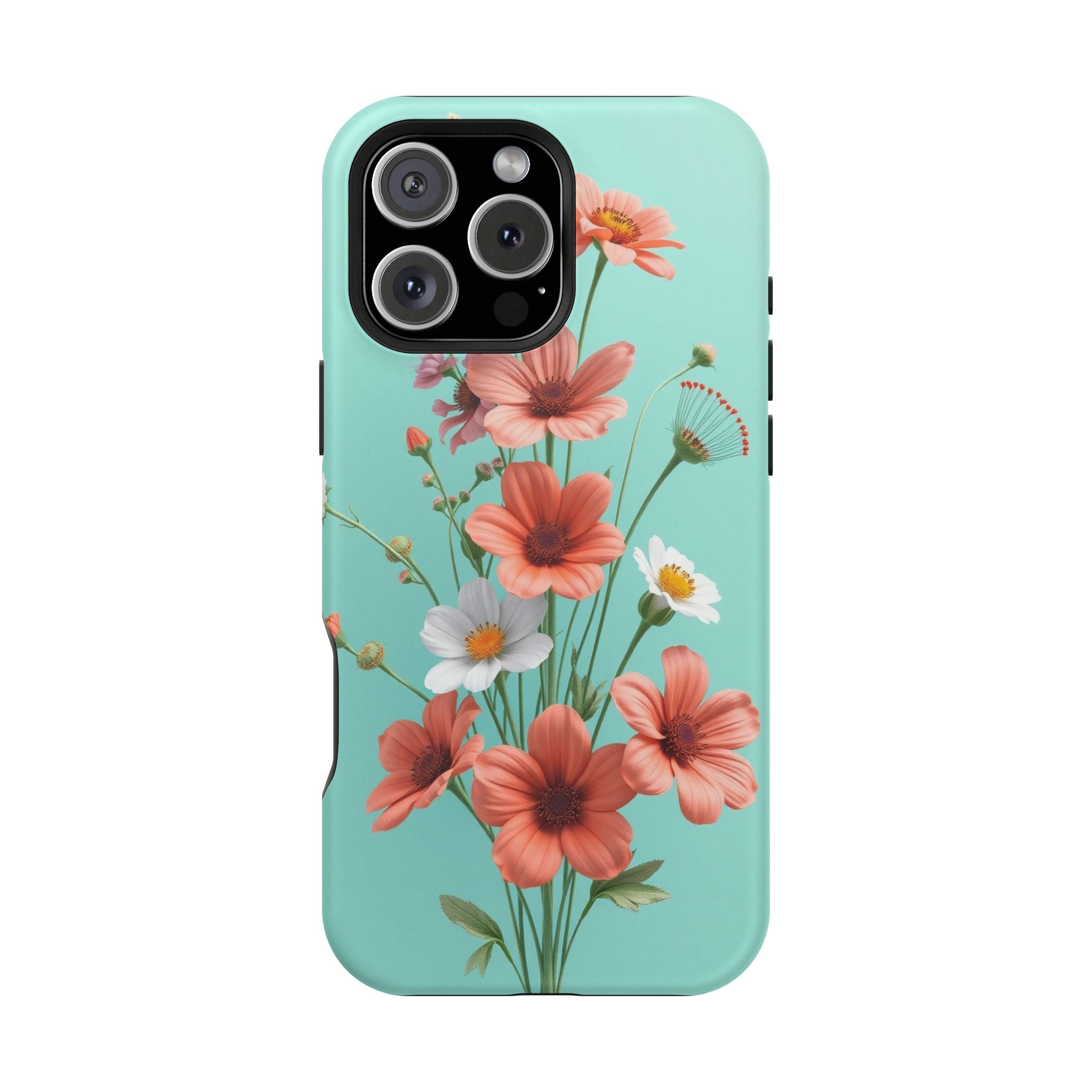 iPhone Teal And Coral Wildflower Bunch Slim Everyday Designer Case · iPhone Case