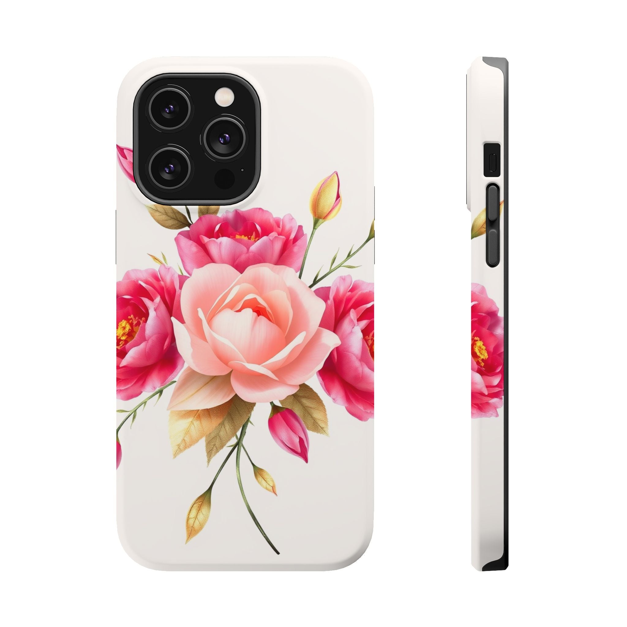 iPhone Rose Pink And Cream Neon Floral Slim Everyday Designer Case · iPhone Case