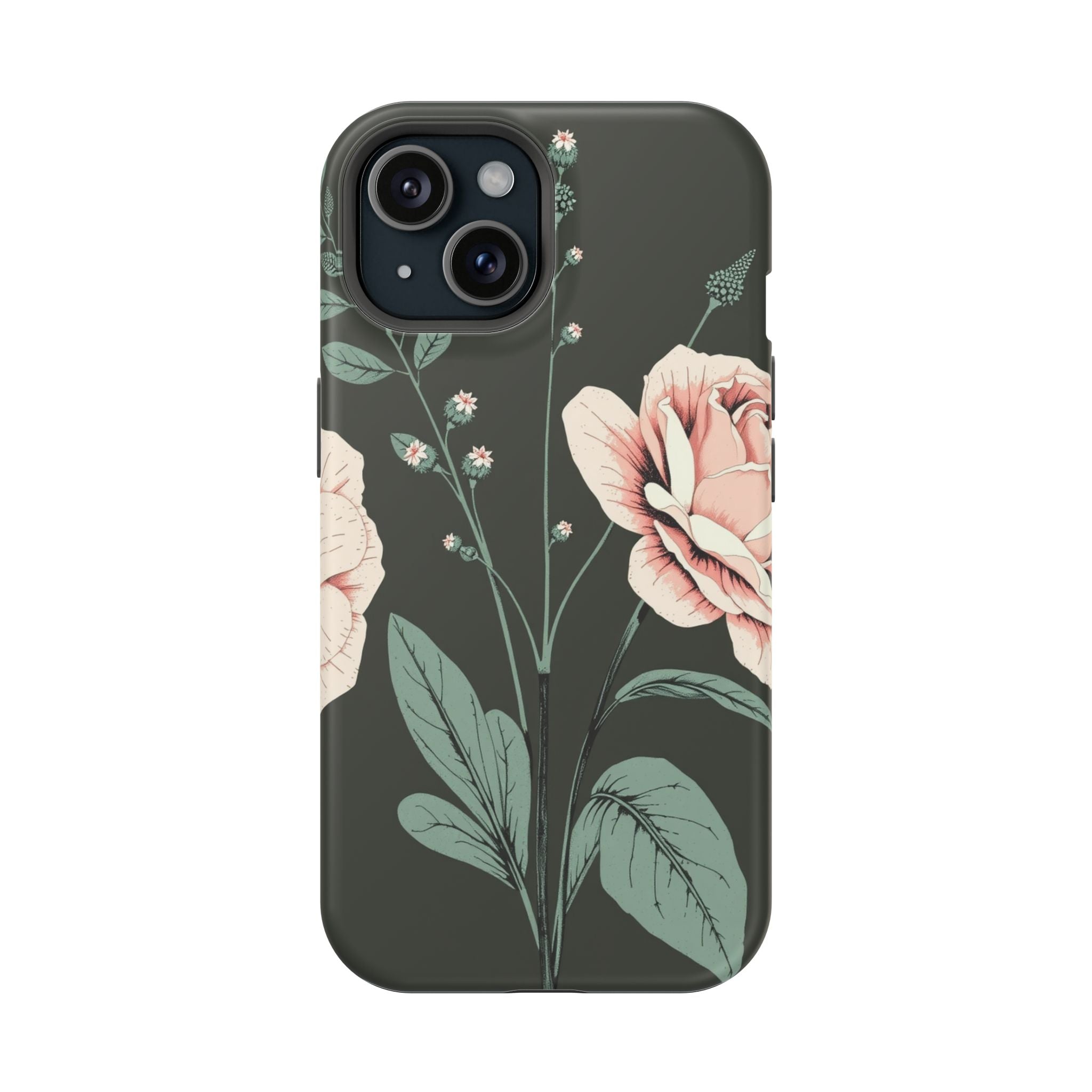iPhone Mint And Blush Vintage Botanical Print Slim Everyday Designer Case · iPho