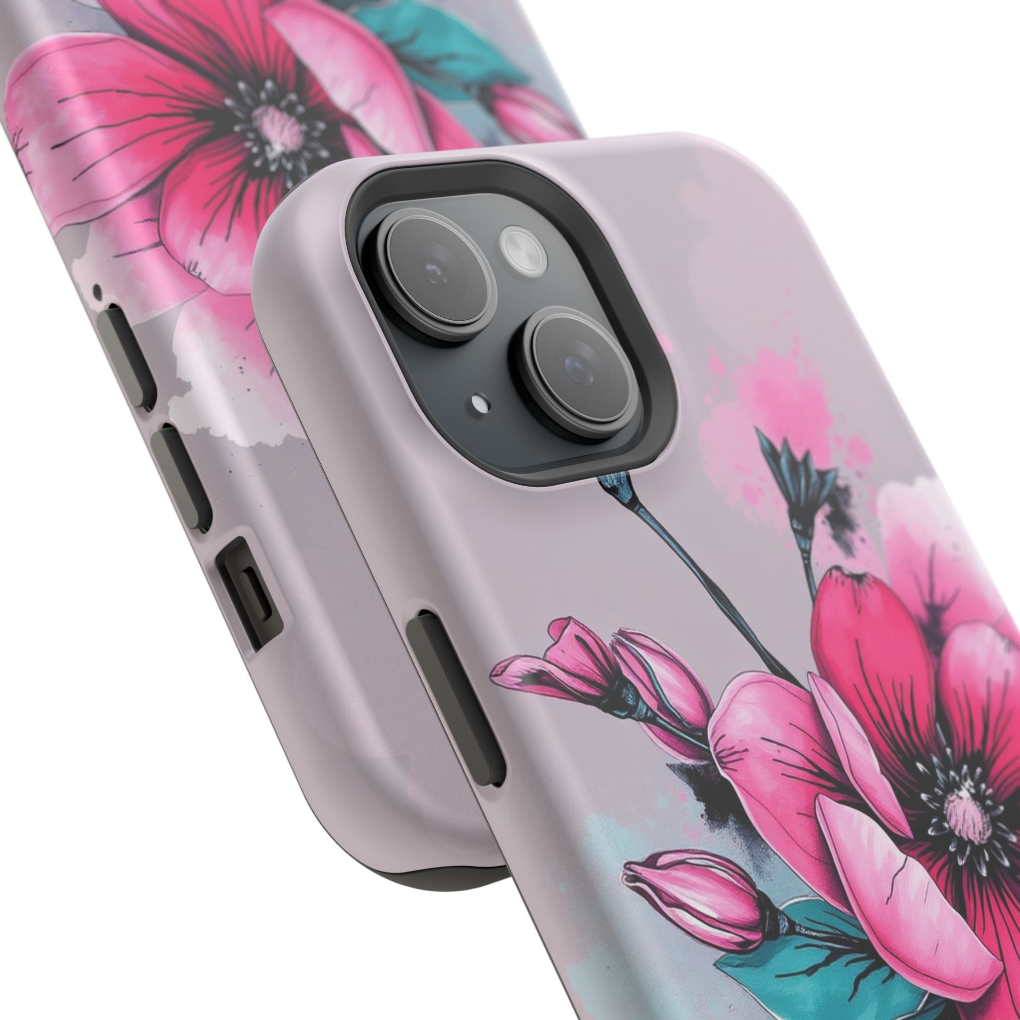 iPhone Mint And Blush Floral Ink Wash Slim Everyday Designer Case · iPhone Case