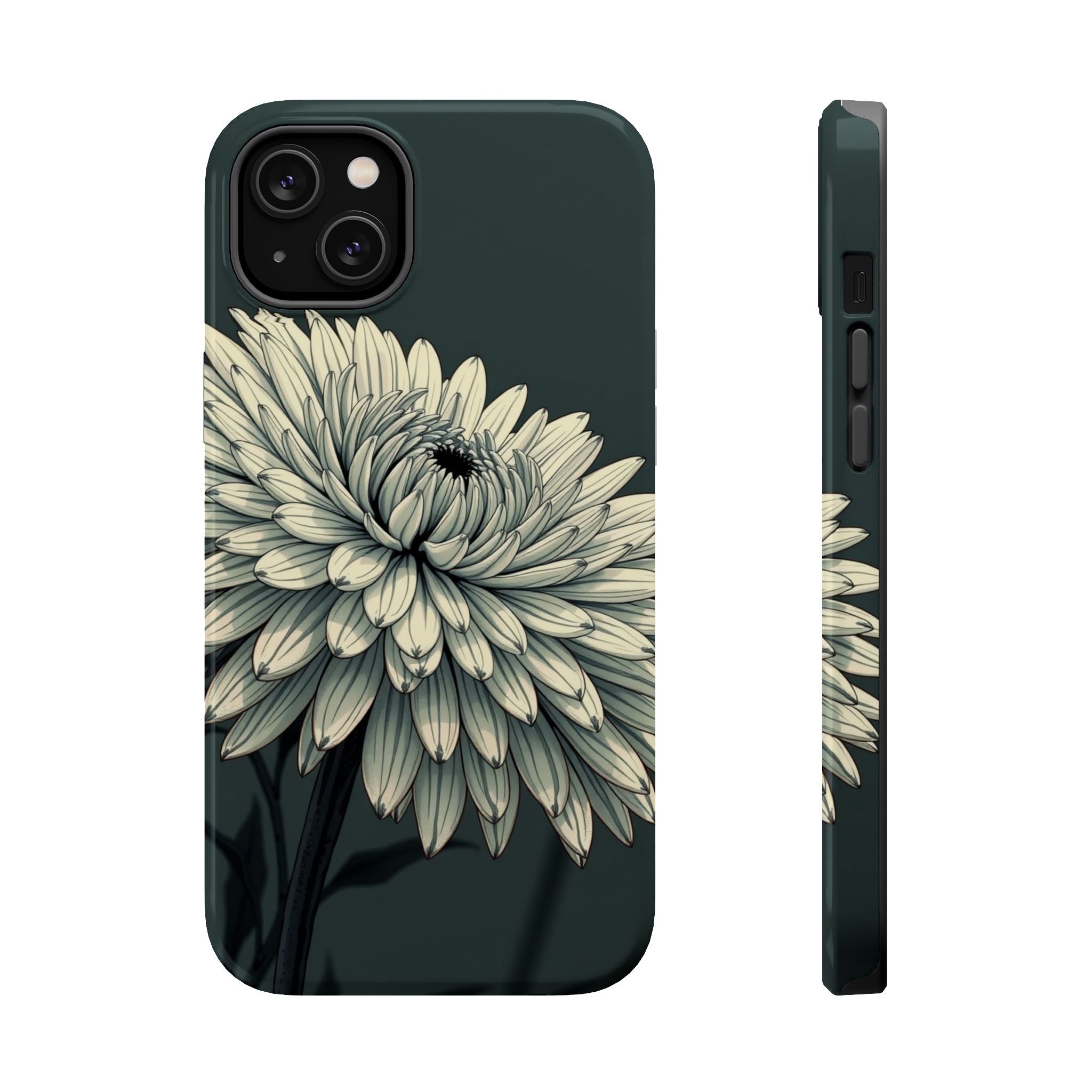 iPhone Chrysanthemum Classic Dark Gothic Ink Carry Case Slim Snap Case · iPhone