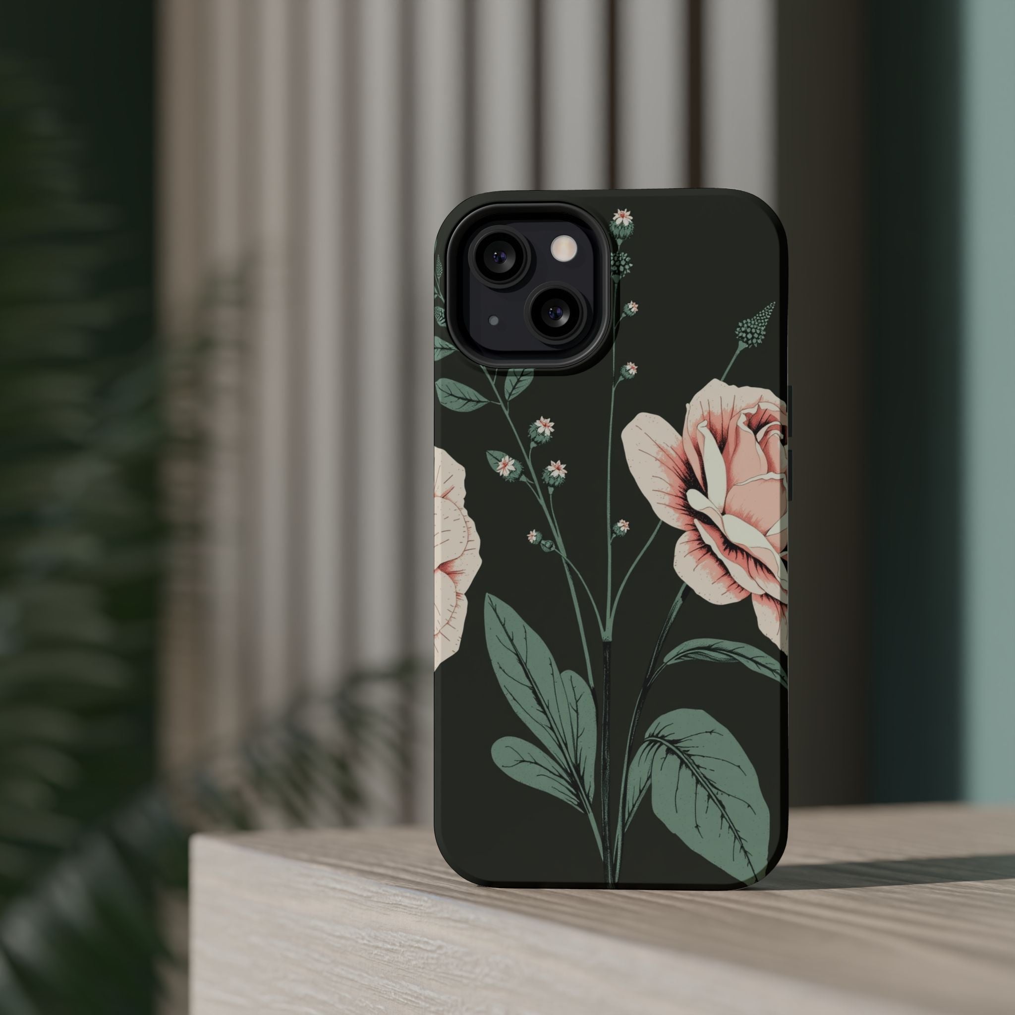 iPhone Mint And Blush Vintage Botanical Print Slim Everyday Designer Case · iPho