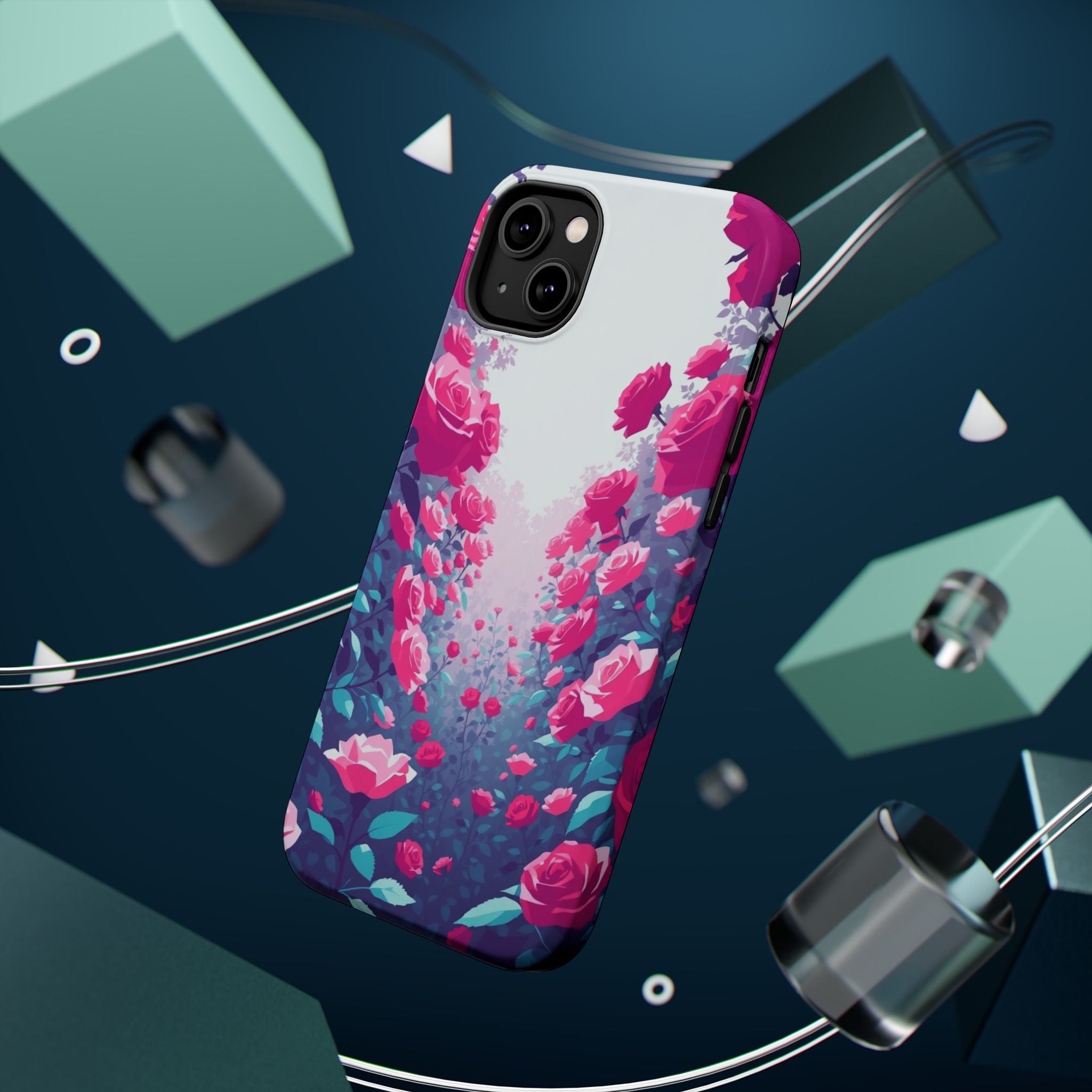 iPhone Cyan And Magenta Rose Garden Slim Everyday Designer Case · iPhone Case