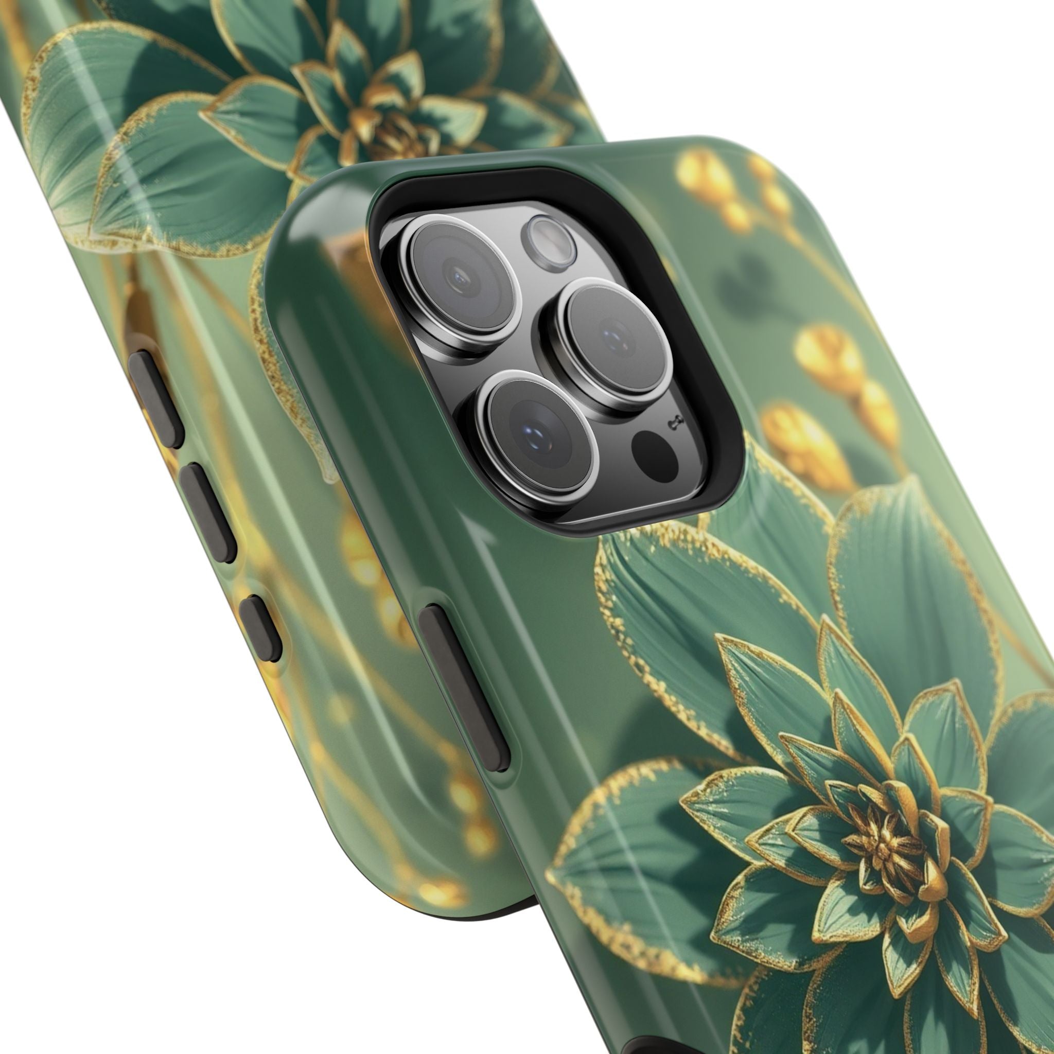 iPhone Floral Gold Foil Pixel Art -Bit Slim Everyday Designer Case · iPhone Case