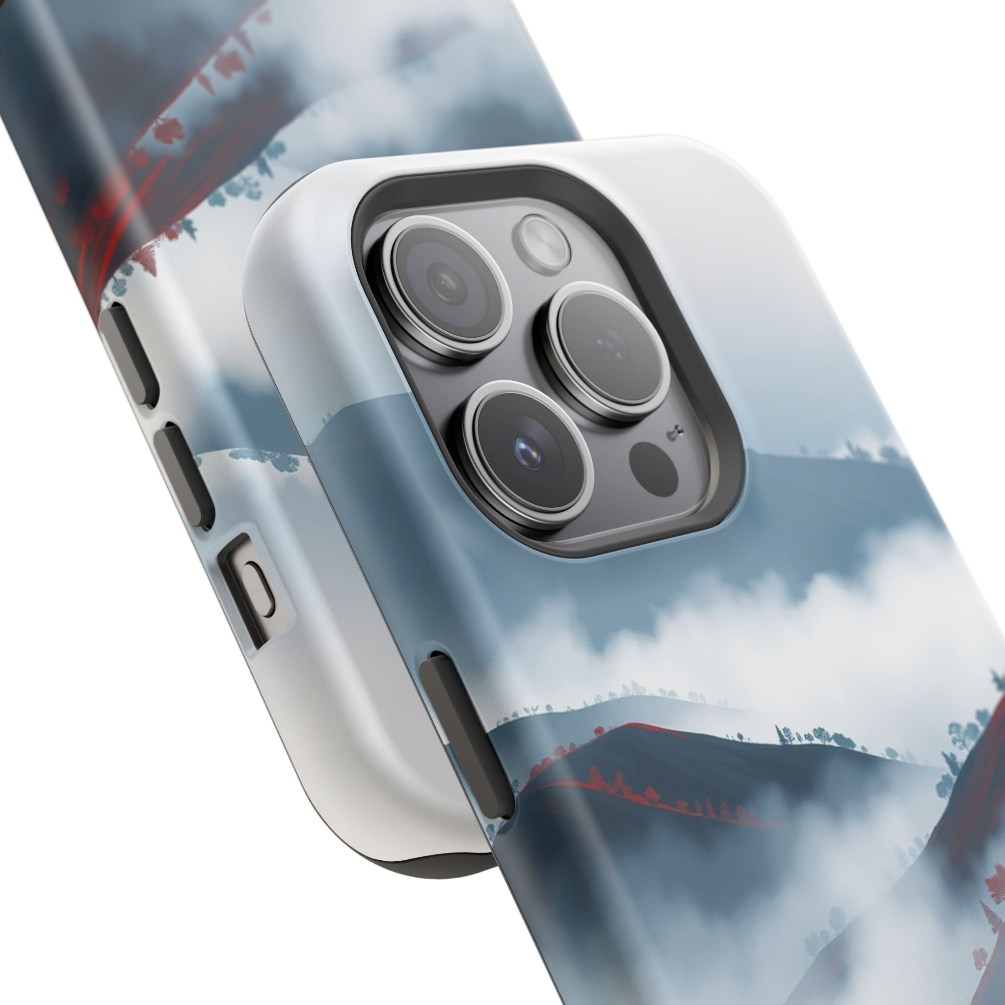 iPhone Black And Crimson Fog Rolling Over Hills Soft iPhone Finish · iPhone Case