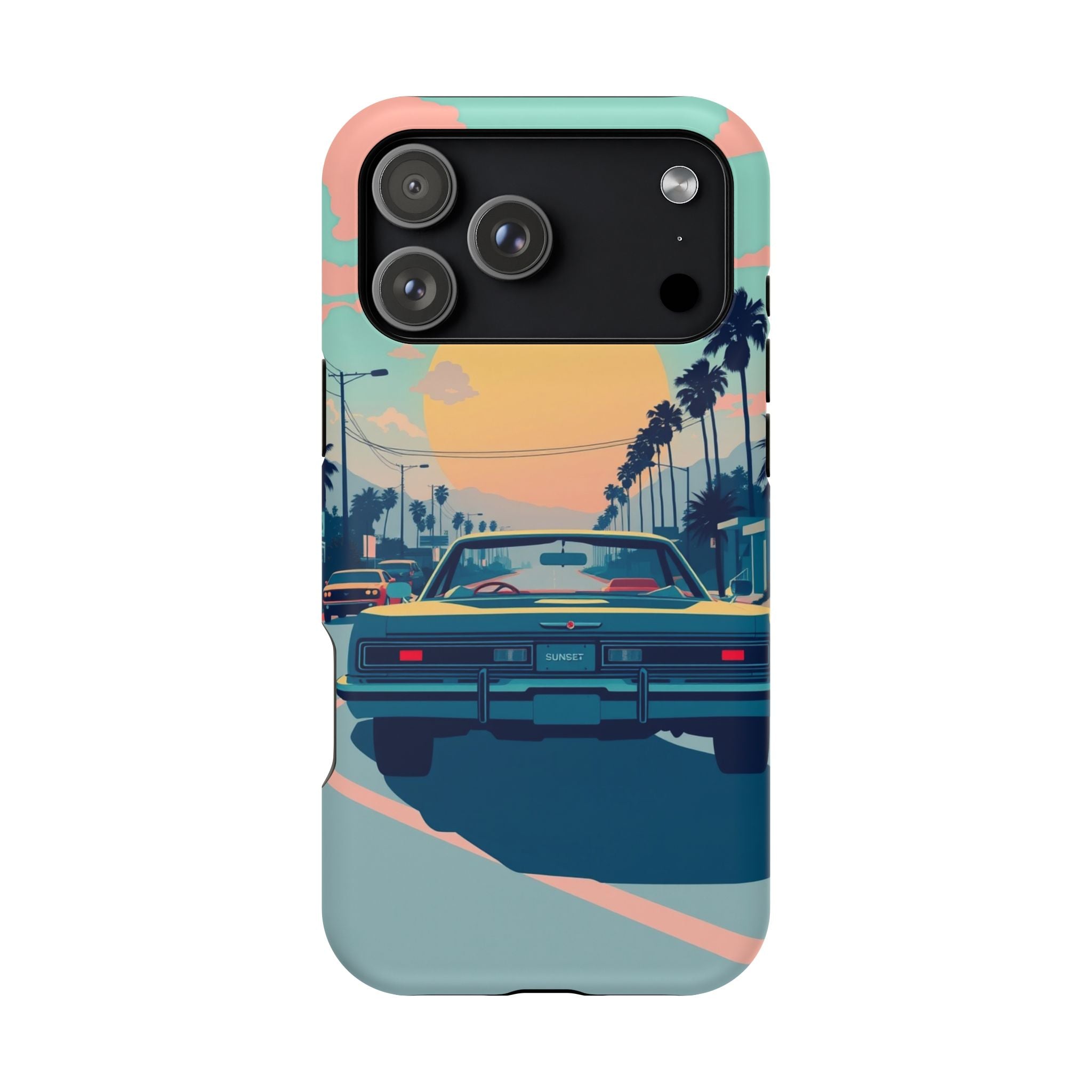 iPhone Sunset Drive 80s Pop Art Bold Slim Everyday Designer Case · iPhone Case