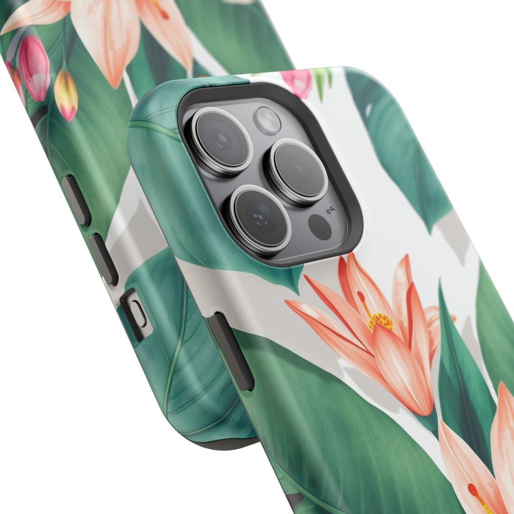 iPhone Tropical Bloom Sage And Ivory Slim Snap Case Gal · iPhone Case