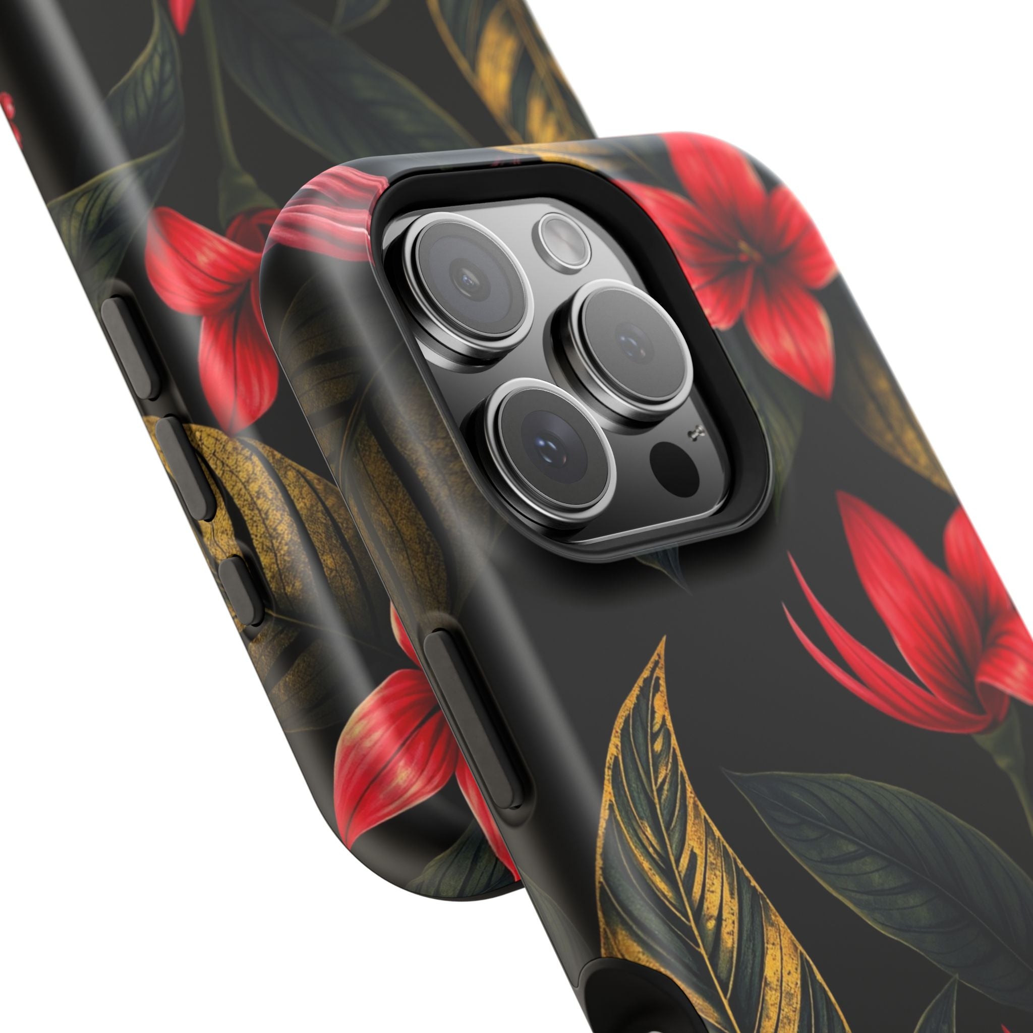 iPhone Black And Crimson Jungle Floral Slim Everyday Designer Case · iPhone Case