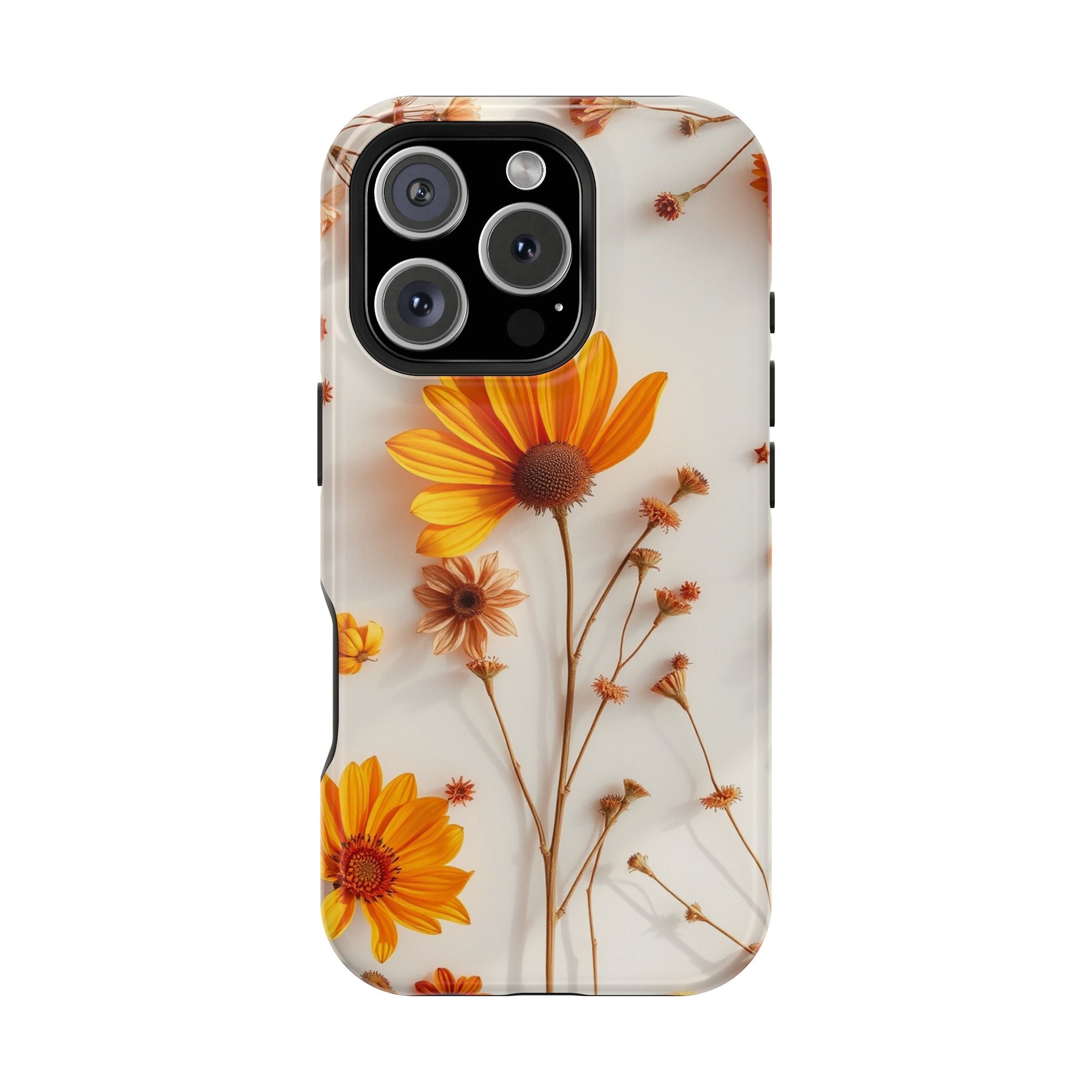 iPhone Mustard And Rust Dried Flower Flat Lay Carry Case Slim Snap Case · iPhone