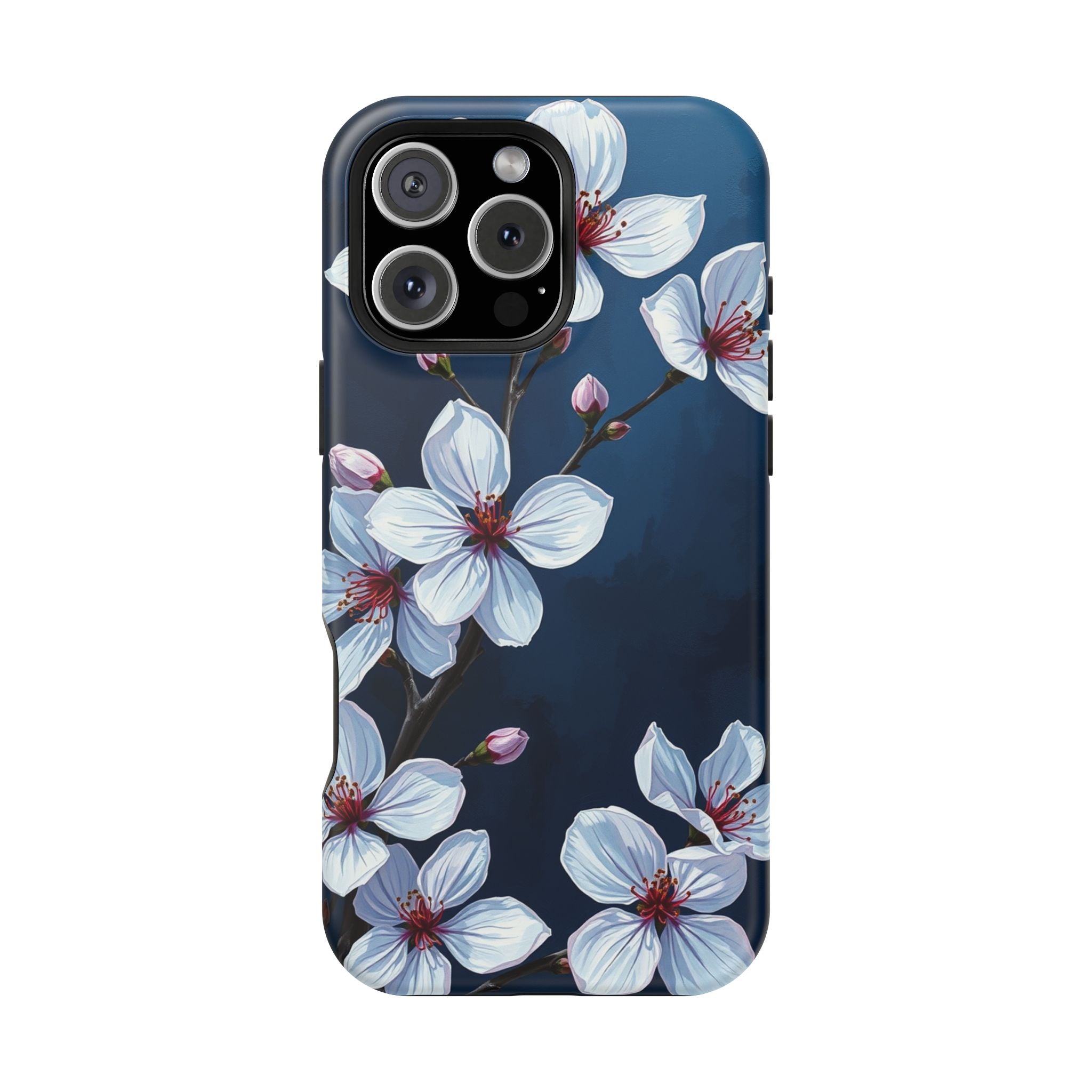 iPhone Midnight Blue And Silver Cherry Blossom Soft iPhone Finish · iPhone Case