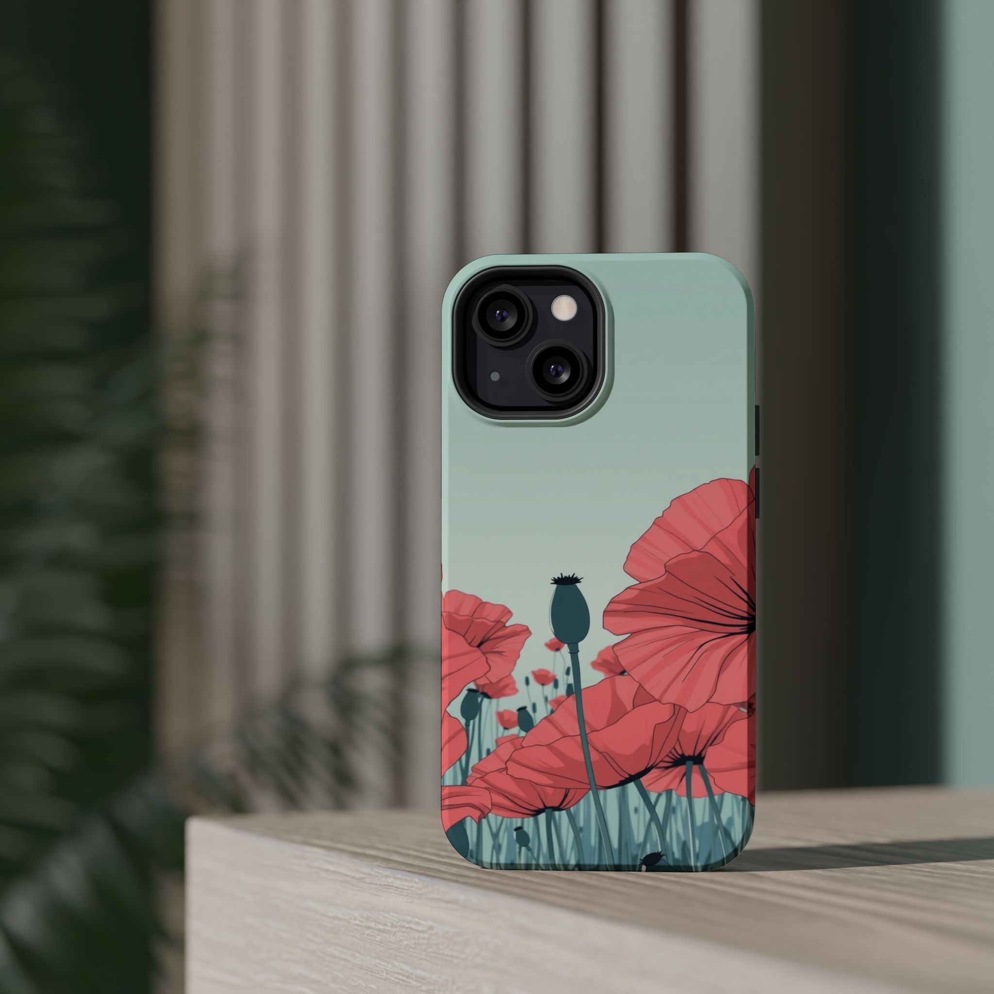 iPhone Mint And Blush Poppy Field Bold Modern Everyday Snap Case · iPhone Case