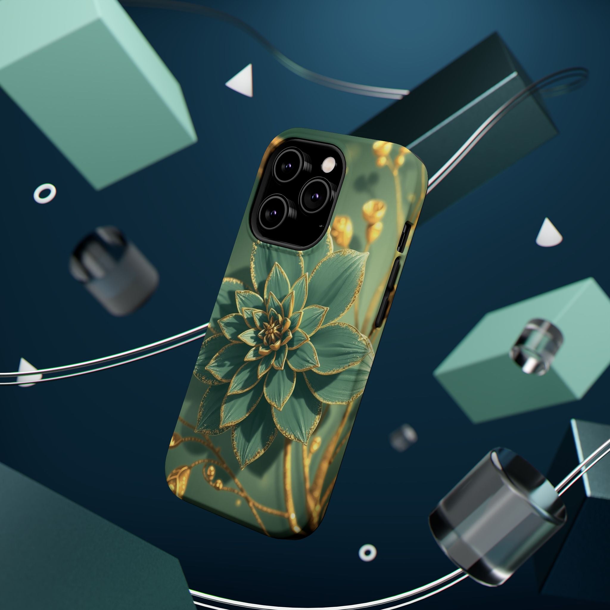 iPhone Floral Gold Foil Pixel Art -Bit Slim Everyday Designer Case · iPhone Case