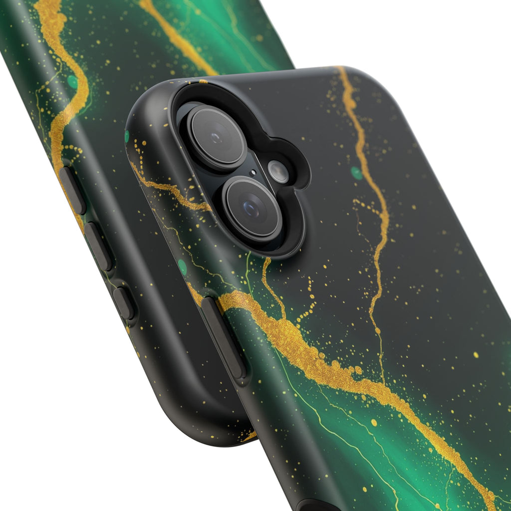 iPhone Emerald Green And Gold Petal Storm Slim iPhone Everyday Designer · iPhone