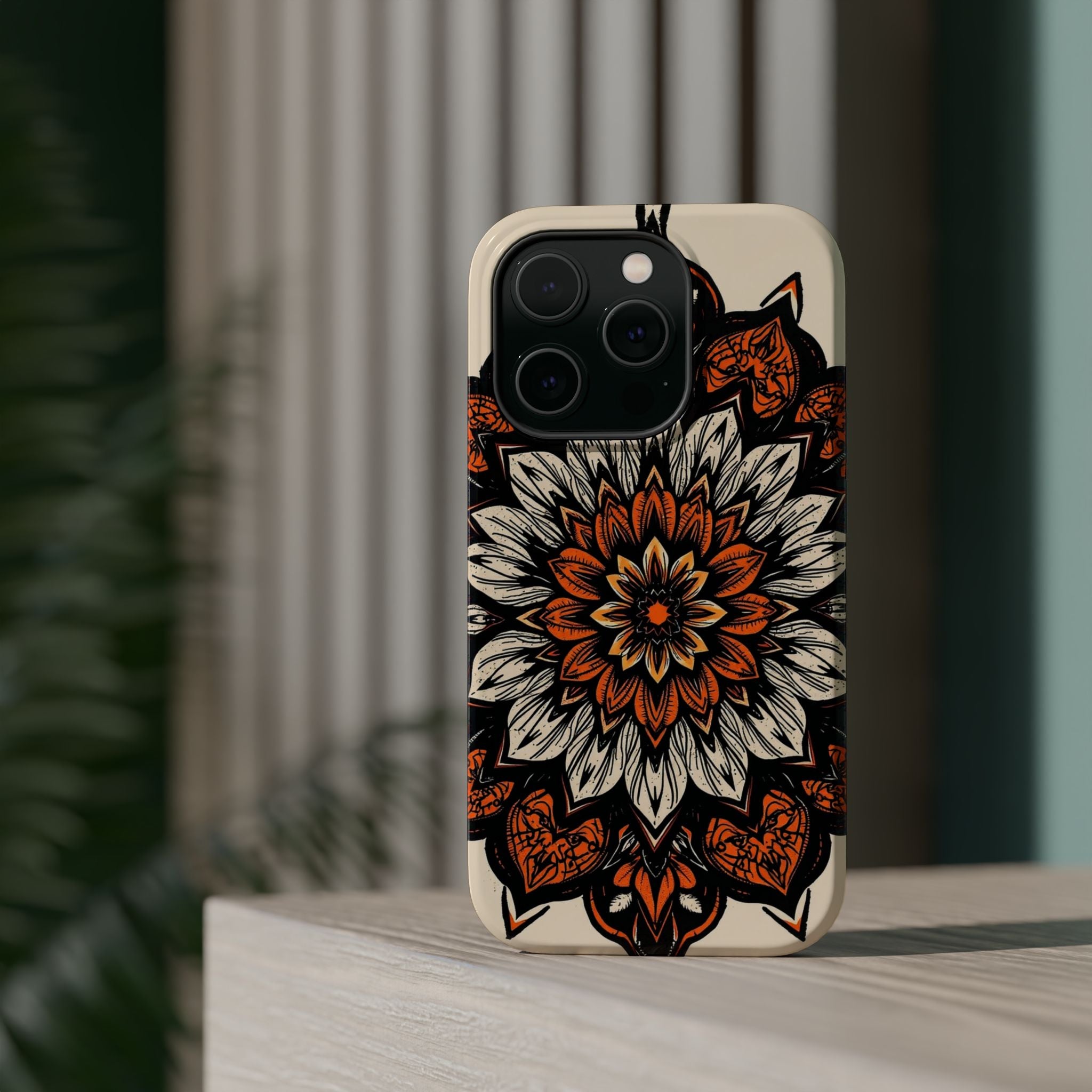 iPhone Burnt Orange And Sand Floral Mandala Slim Snap Cas Carry Case · iPhone Ca