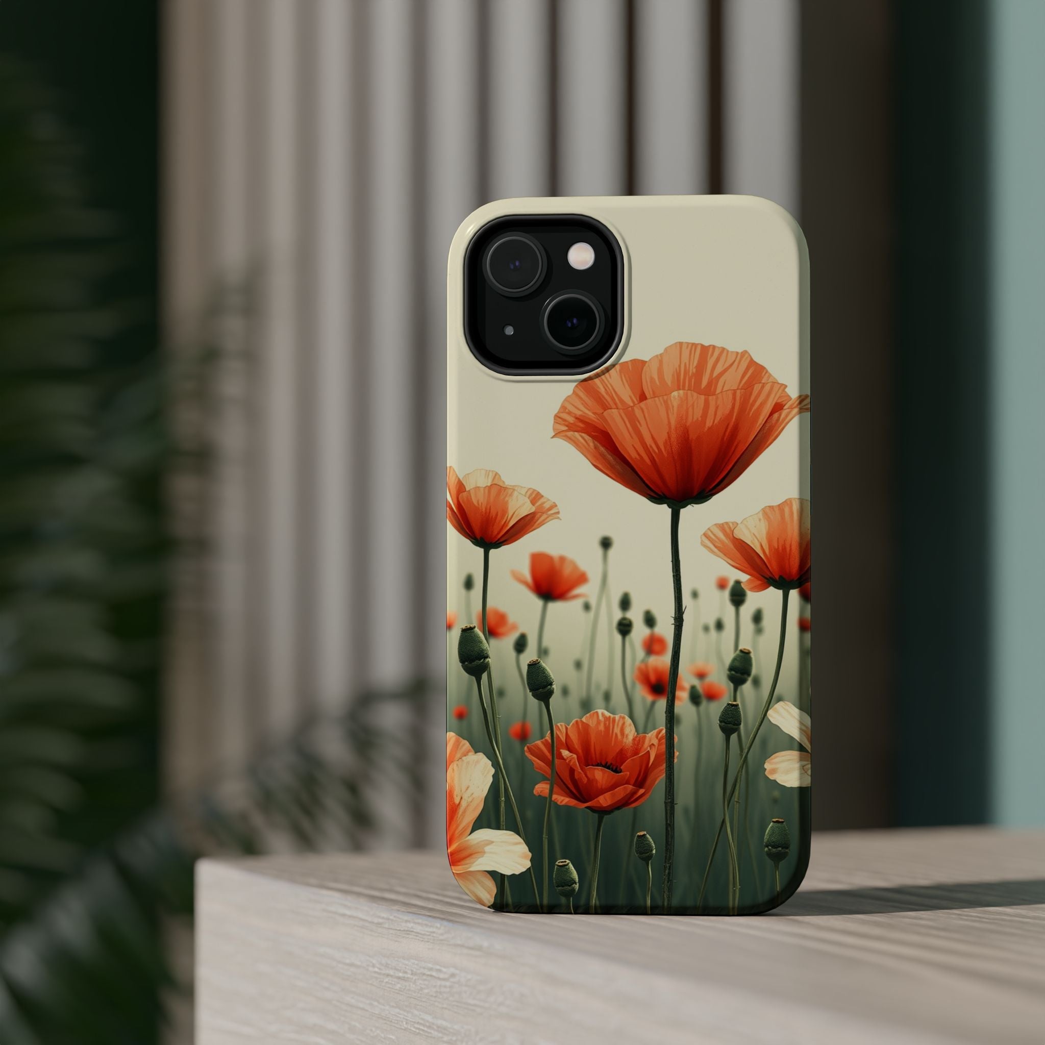 iPhone Sage And Ivory Poppy Field Bold Modern Everyday Snap Case · iPhone Case