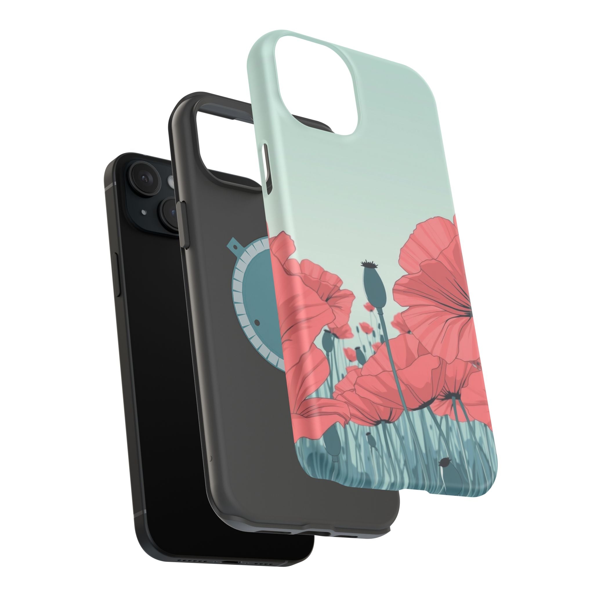 iPhone Mint And Blush Poppy Field Bold Modern Everyday Snap Case · iPhone Case