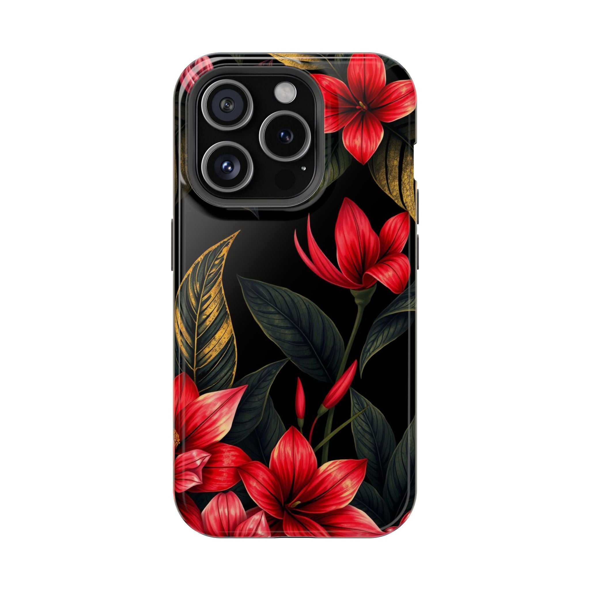 iPhone Black And Crimson Jungle Floral Slim Everyday Designer Case · iPhone Case
