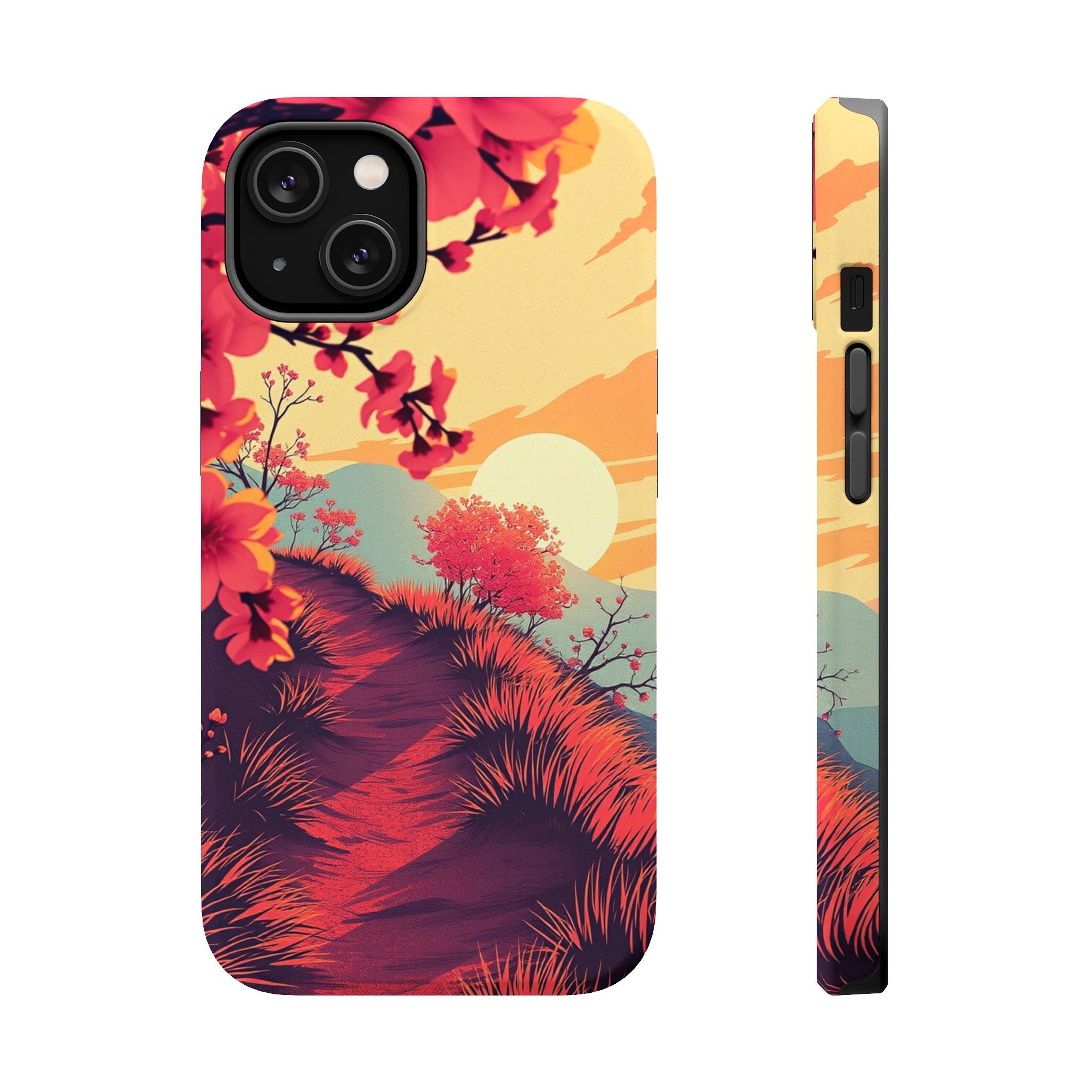 iPhone Sunset Amber And Peach Blossom Trail Soft iPhone 15 Finish · iPhone Case
