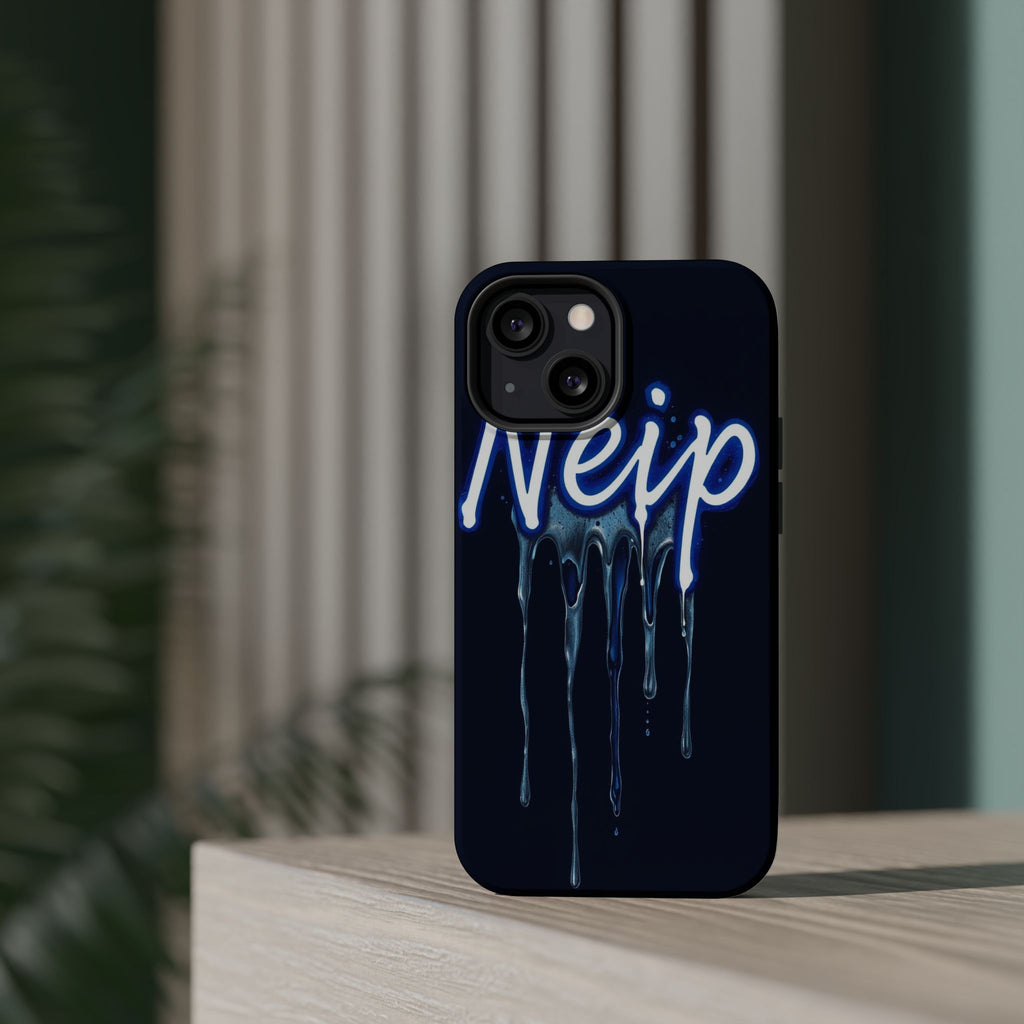 iPhone Midnight Blue And Silver Neon Drip Slim iPhone Everyday Designer · iPhone