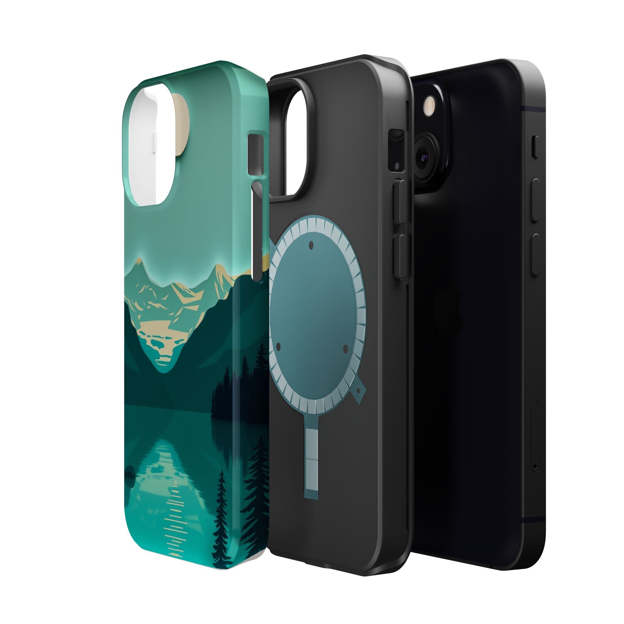 iPhone Glacier Lake Paper Cut Art Bold Modern Everyday Snap Case · iPhone Case