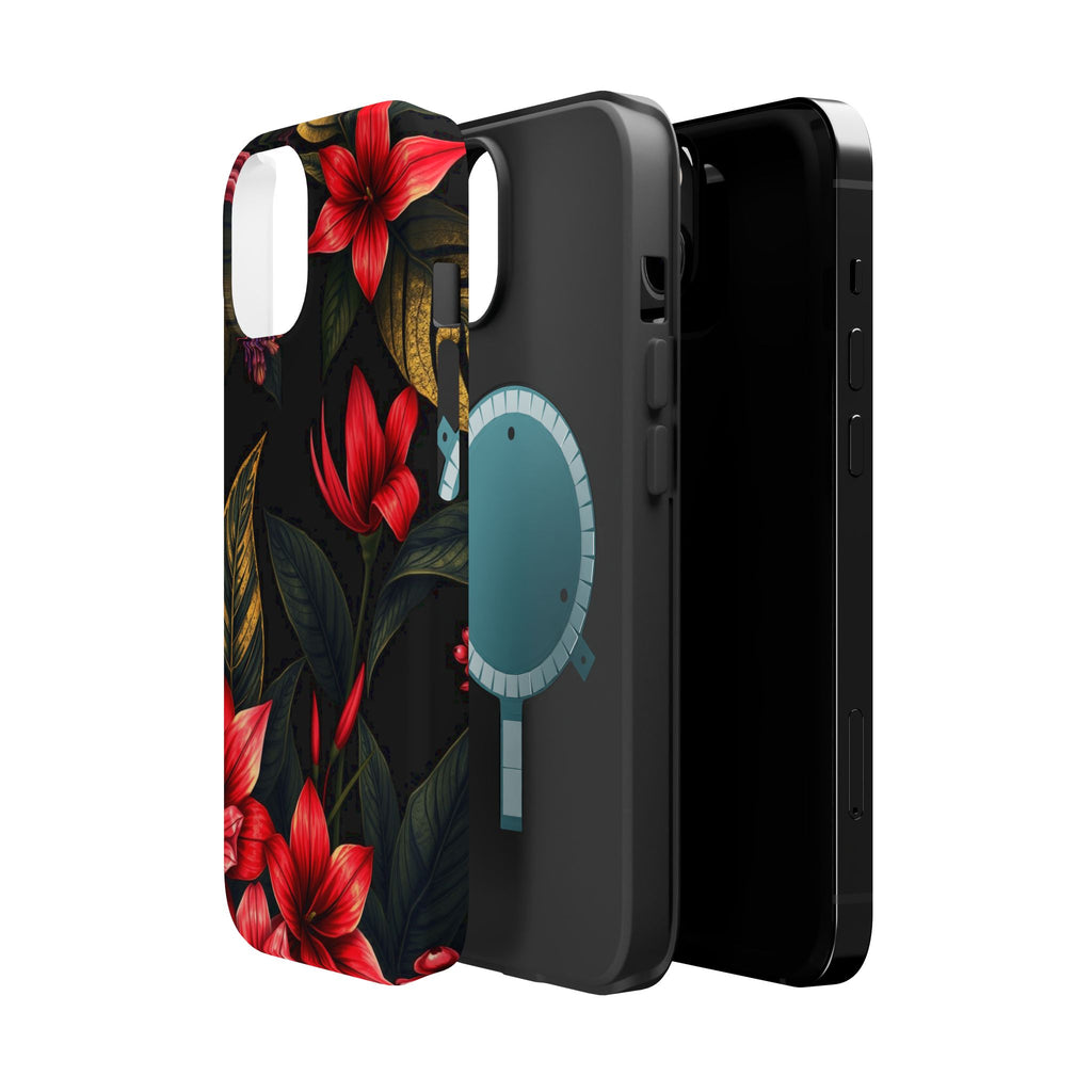 iPhone Black And Crimson Jungle Floral Slim Everyday Designer Case · iPhone Case