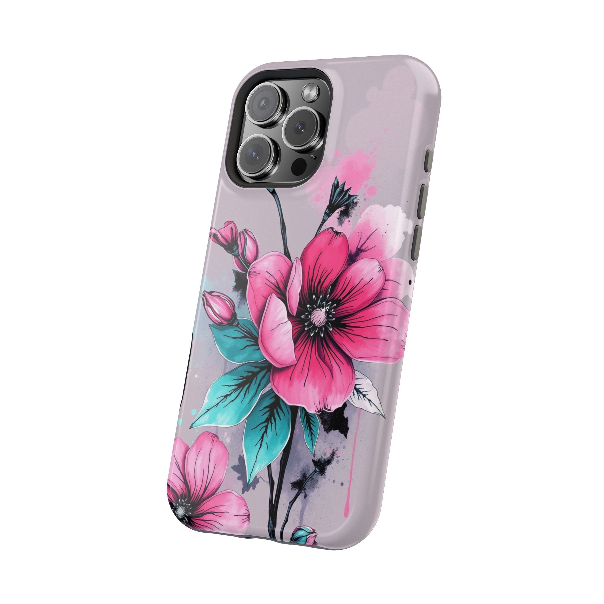 iPhone Mint And Blush Floral Ink Wash Slim Everyday Designer Case · iPhone Case