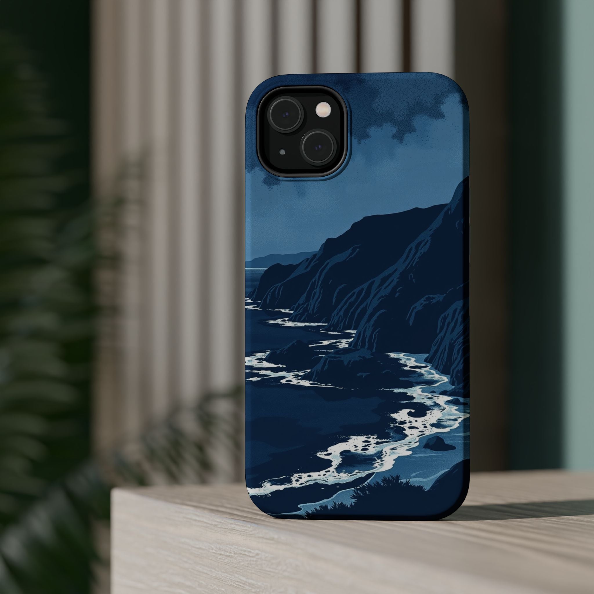 iPhone Midnight Blue And Silver Hibiscus Coast Carry Case Slim Snap Case · iPhon