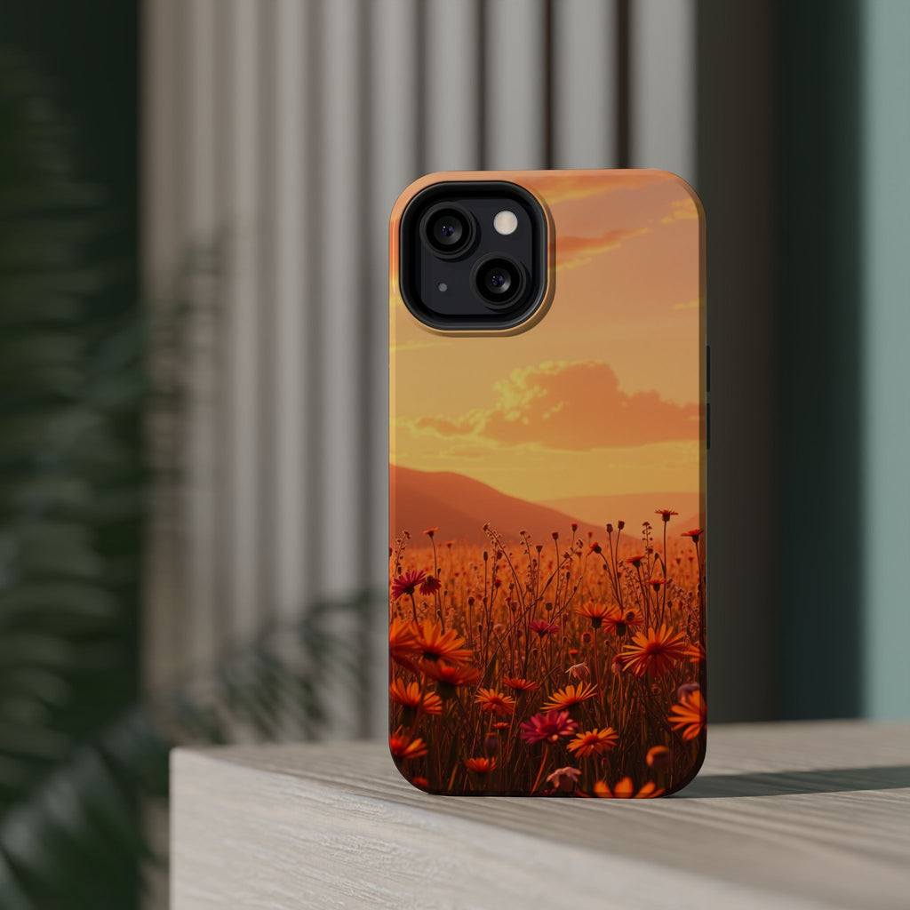 iPhone Sunset Amber And Peach Wildflower Field Soft iPhone Finish · iPhone Case