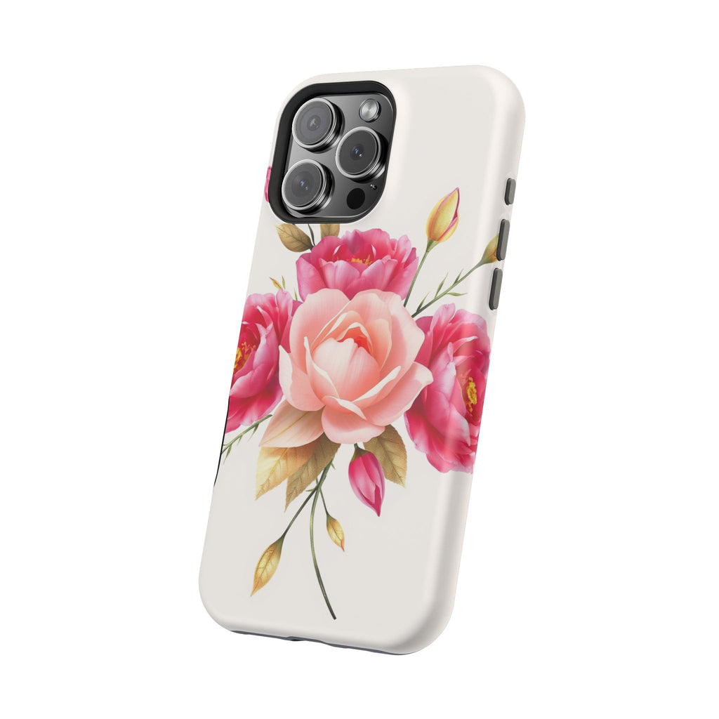 iPhone Rose Pink And Cream Neon Floral Slim Everyday Designer Case · iPhone Case