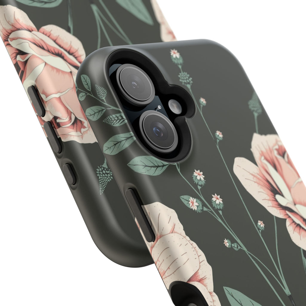 iPhone Mint And Blush Vintage Botanical Print Slim Everyday Designer Case · iPho